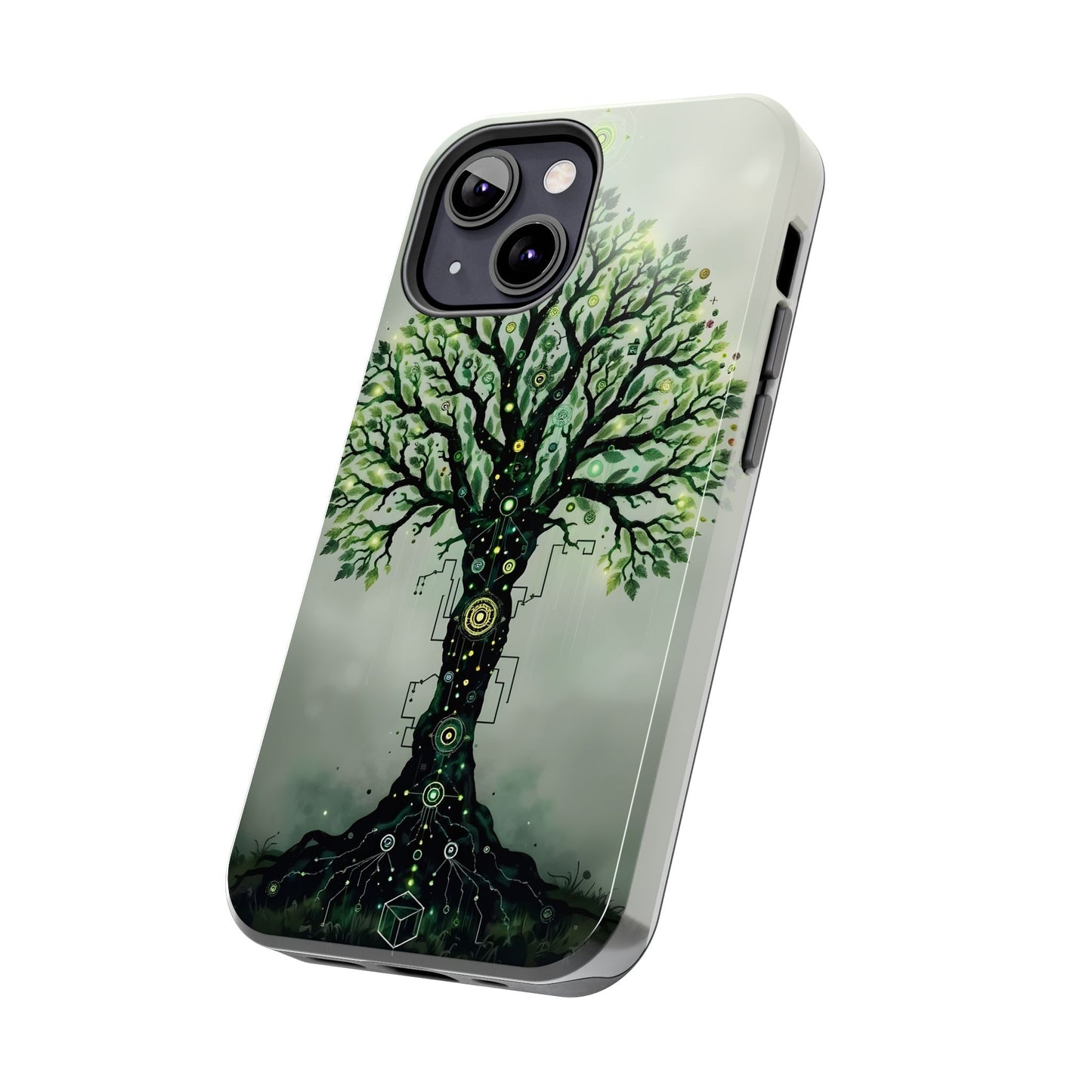 Nature-Inspired Tough Phone Case with Tech Tree Design - for iPhone