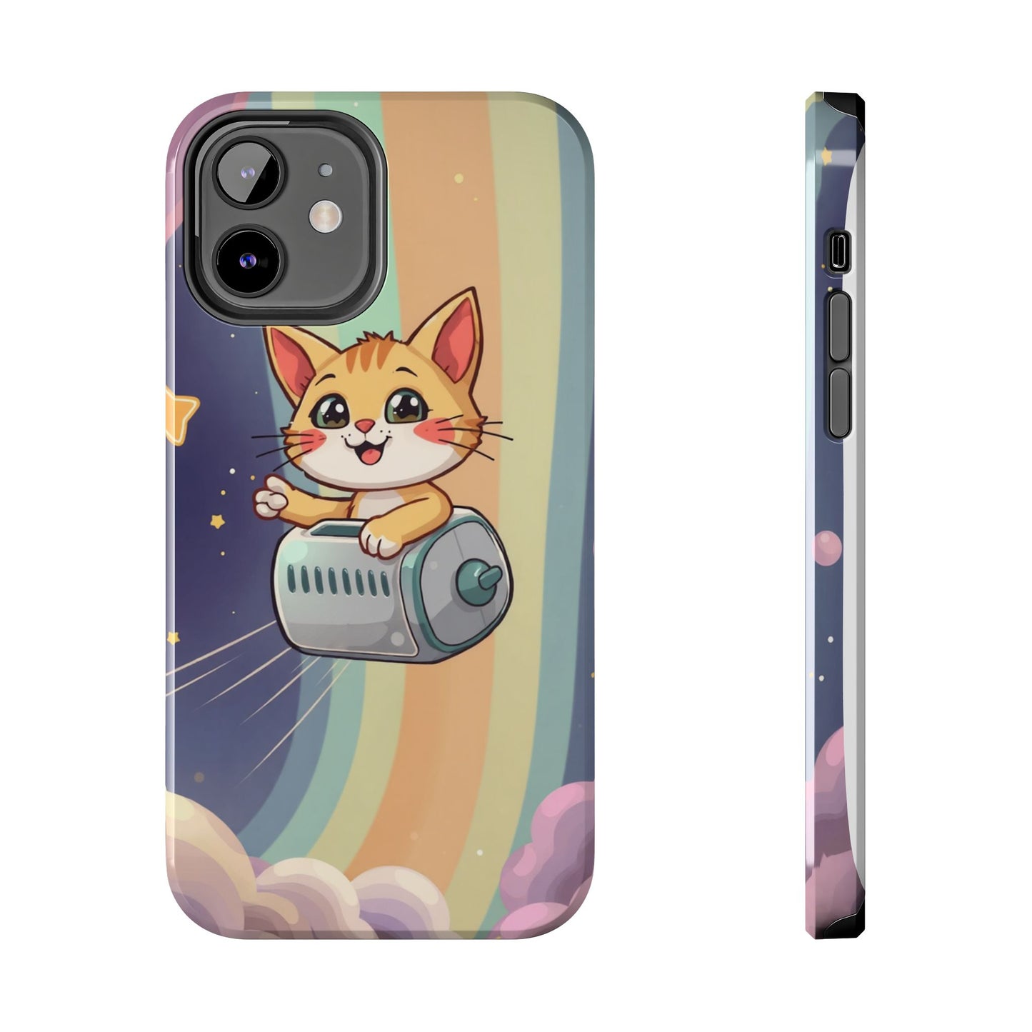 Cute Cat Rocket Phone Case - Vibrant and Playful Tough Case