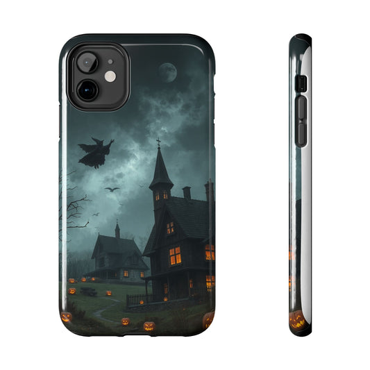 Halloween-Themed Tough Phone Case with Spooky House Design