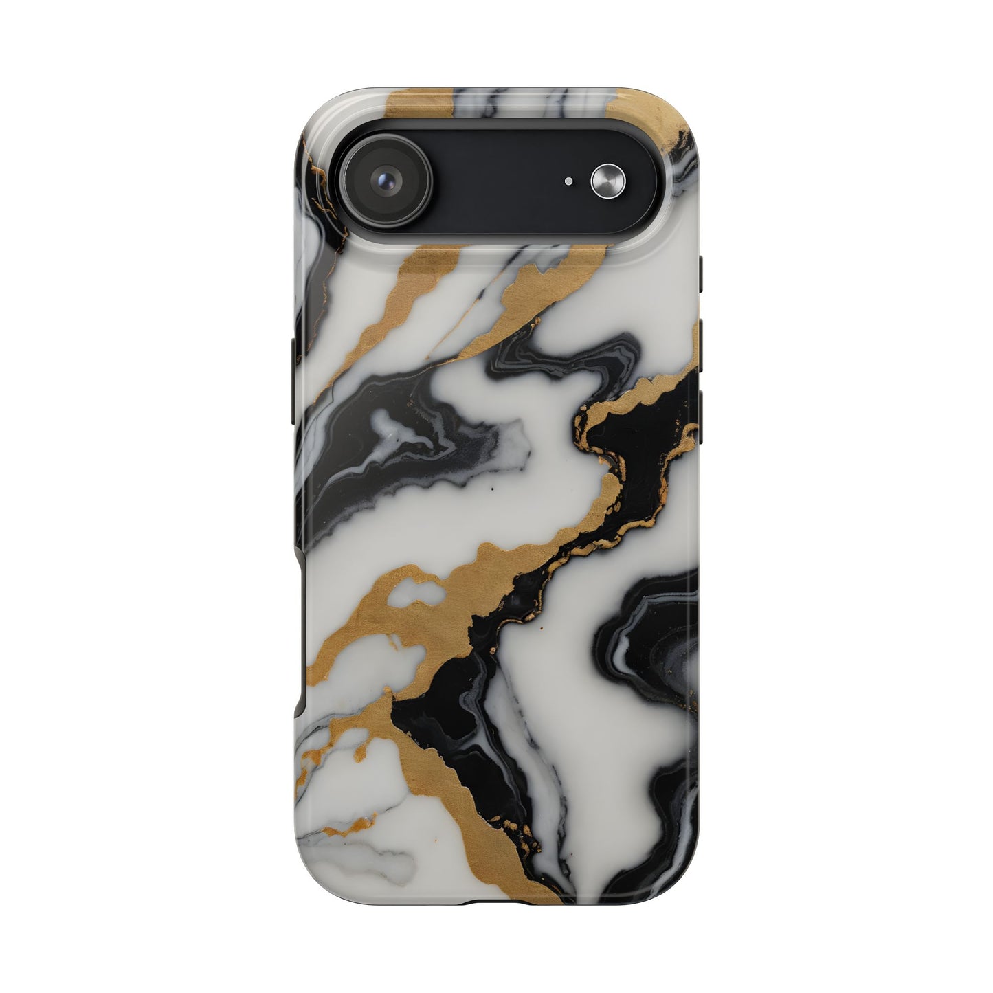Elegant Gold Marble Tough Phone Case - Stylish Protection for Your iPhone