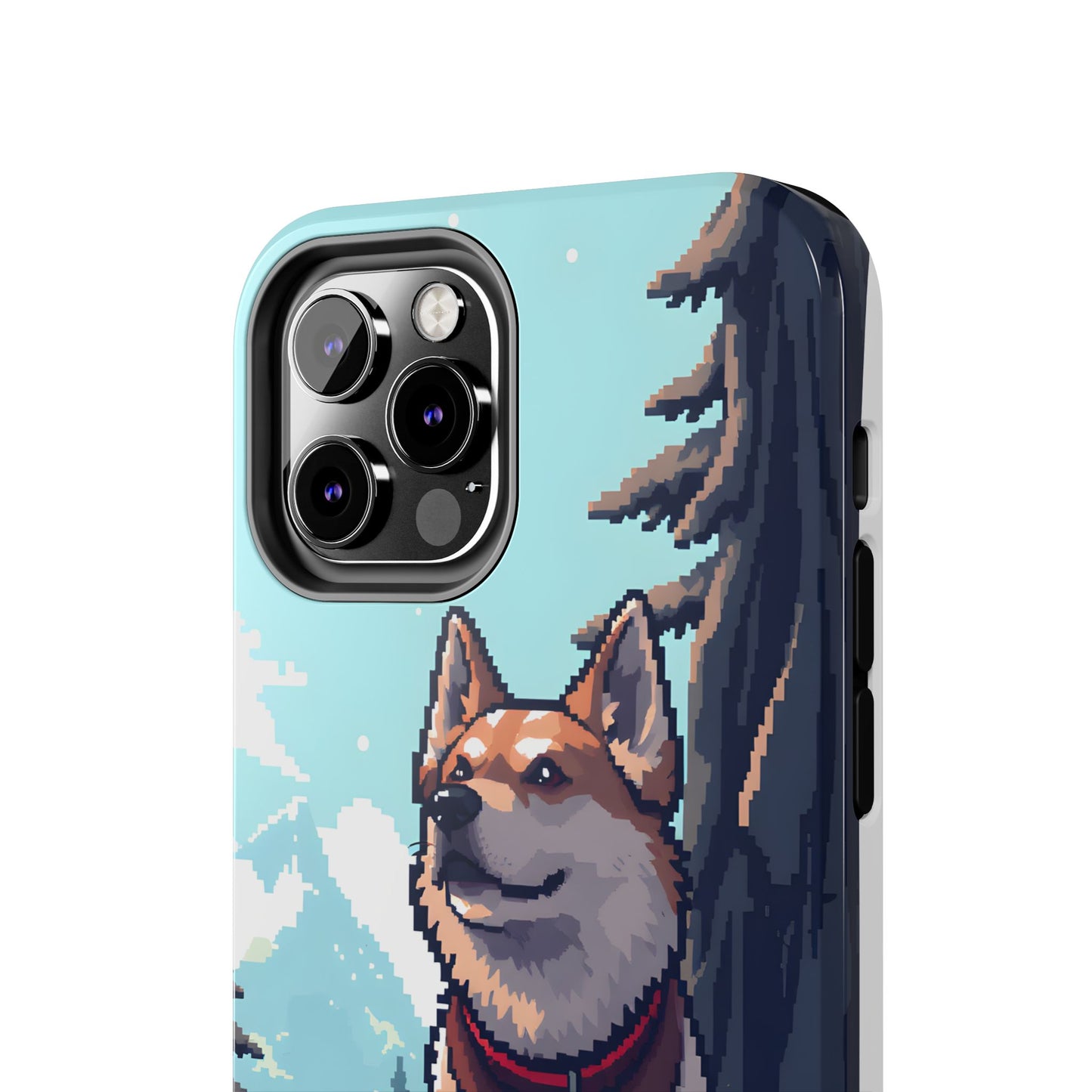 Retro Dog Adventure Tough Phone Case - Pixel Art Shiba Inu Design - for iPhone