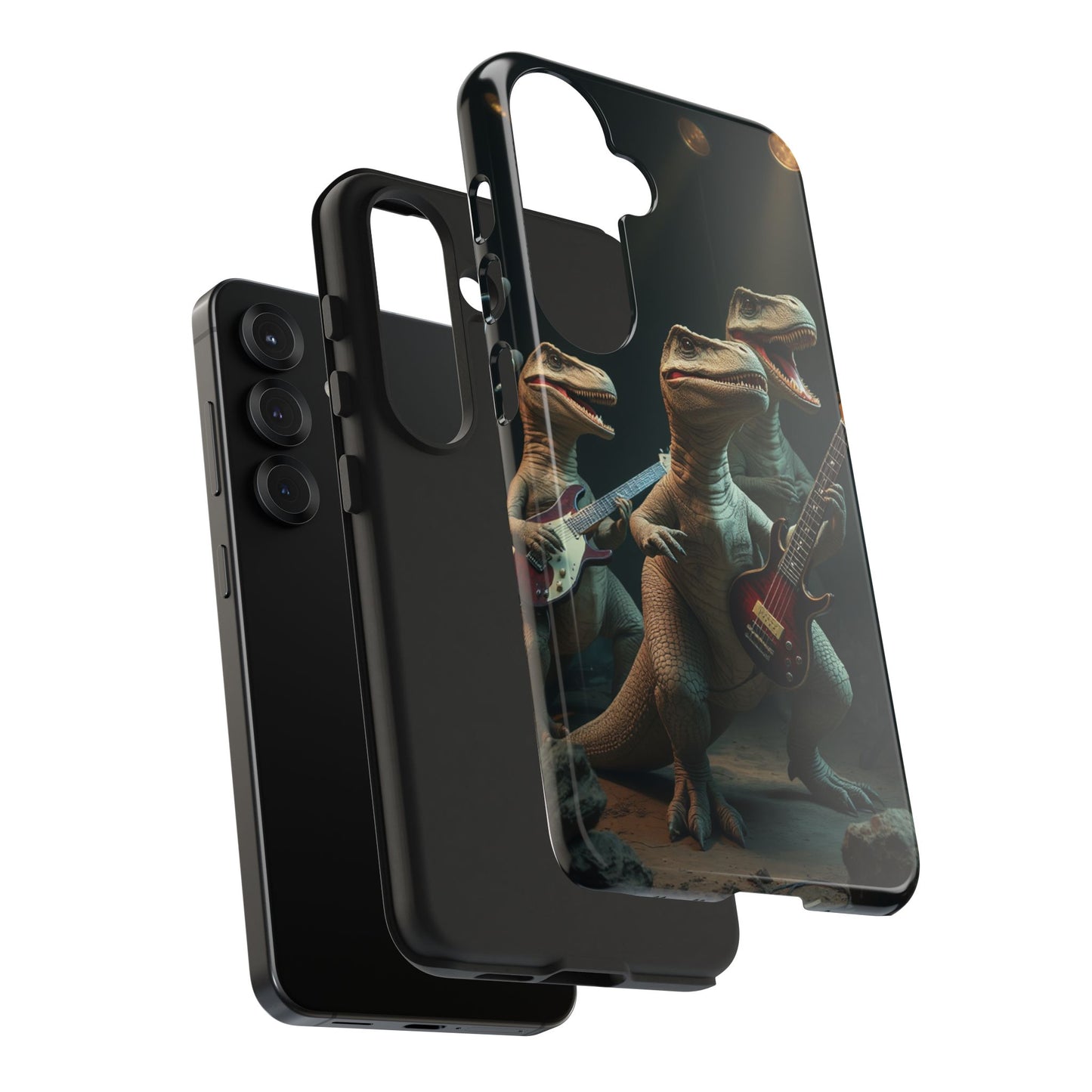 Rockin' Dinosaur Tough Phone Cases - Perfect for Music Lovers and Kids!