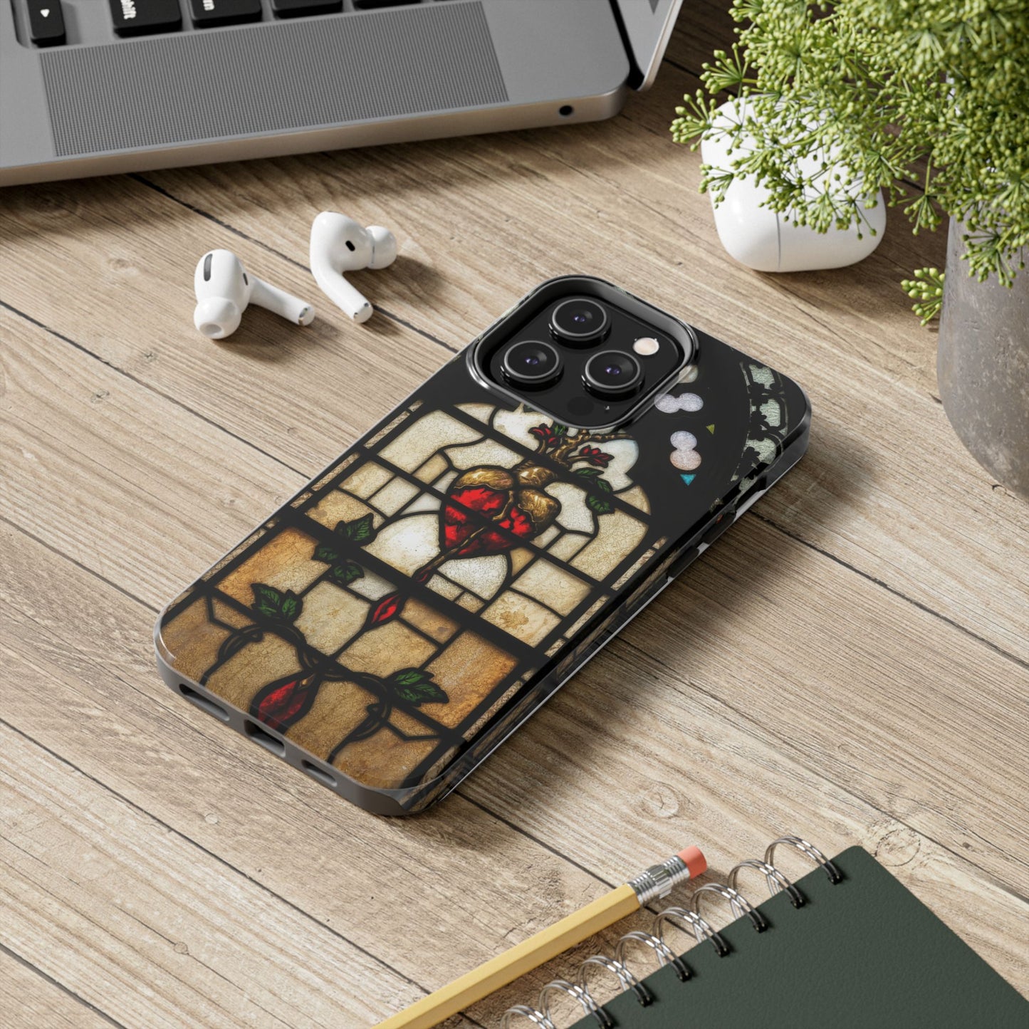 Stained Glass Heart Tough Phone Case - Unique Design for Protection & Style