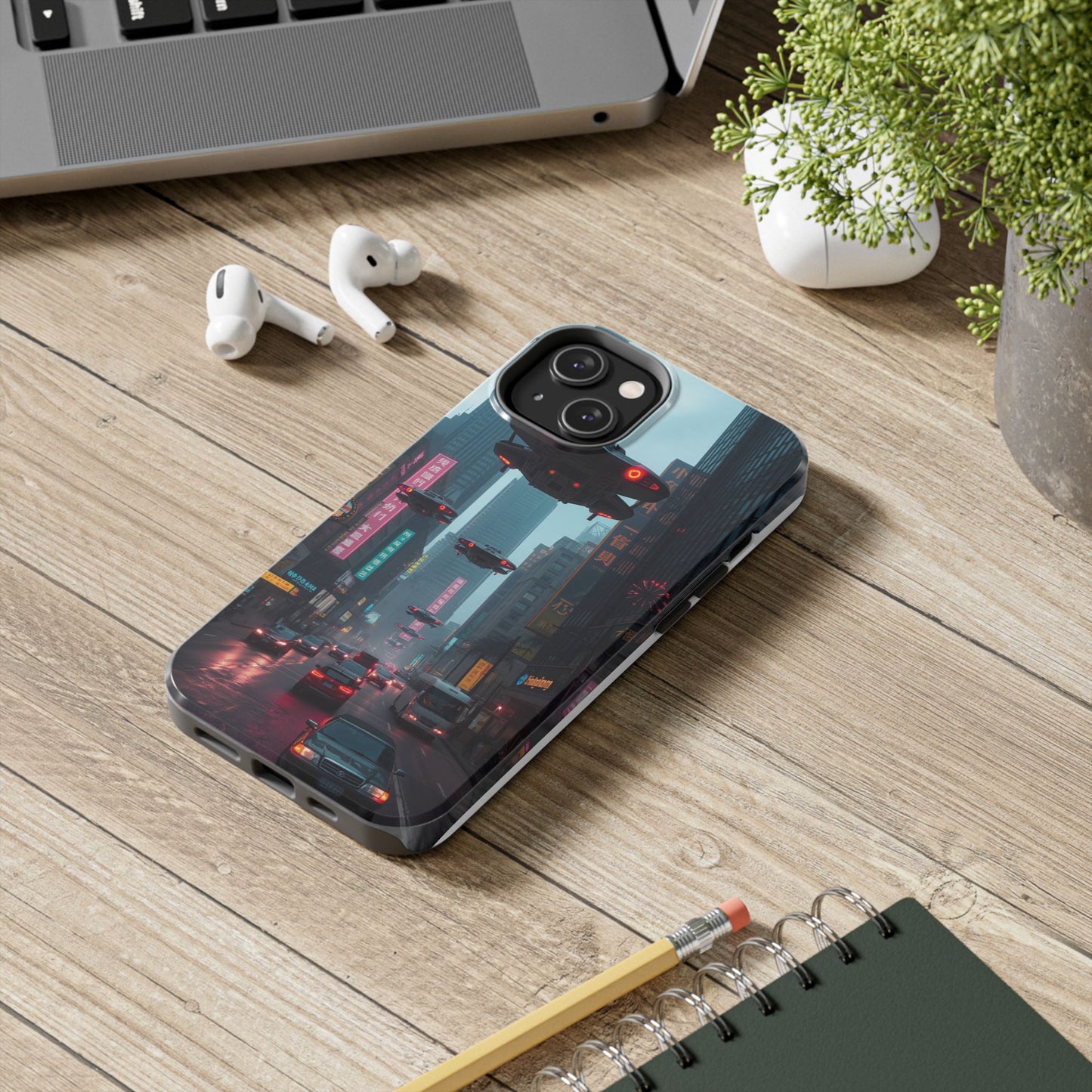 Futuristic City Tough Phone Case - Sci-Fi Design for Urban Explorers