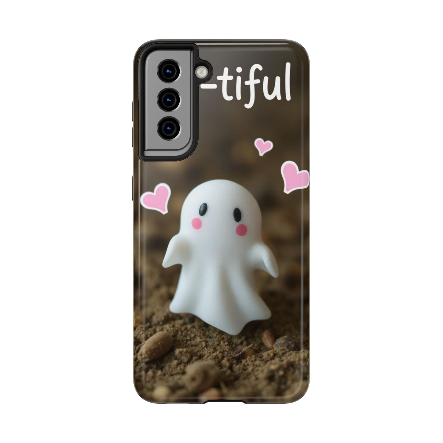 Cute Ghost Tough Phone Case - Beautiful Design with Heart Accents