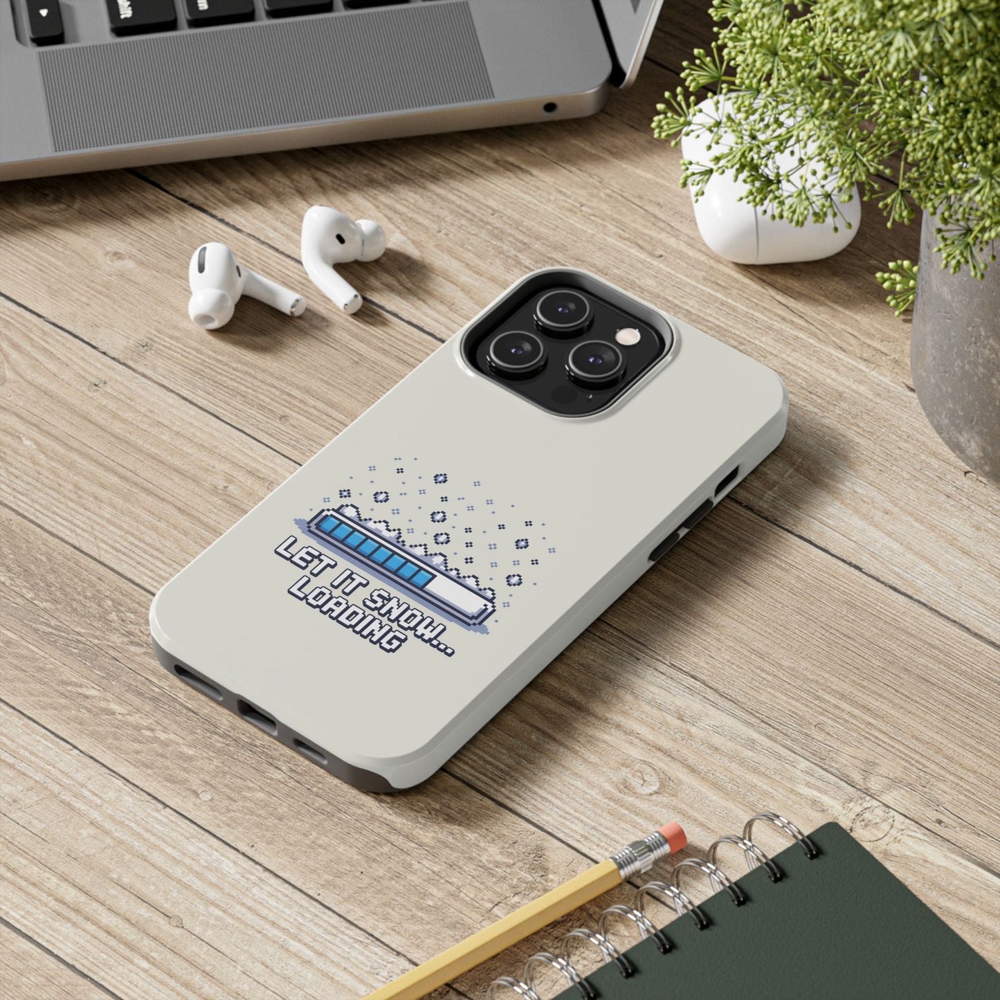 Snowy Vibe Tough Phone Case - Let It Snow Loading Design Pixel Art