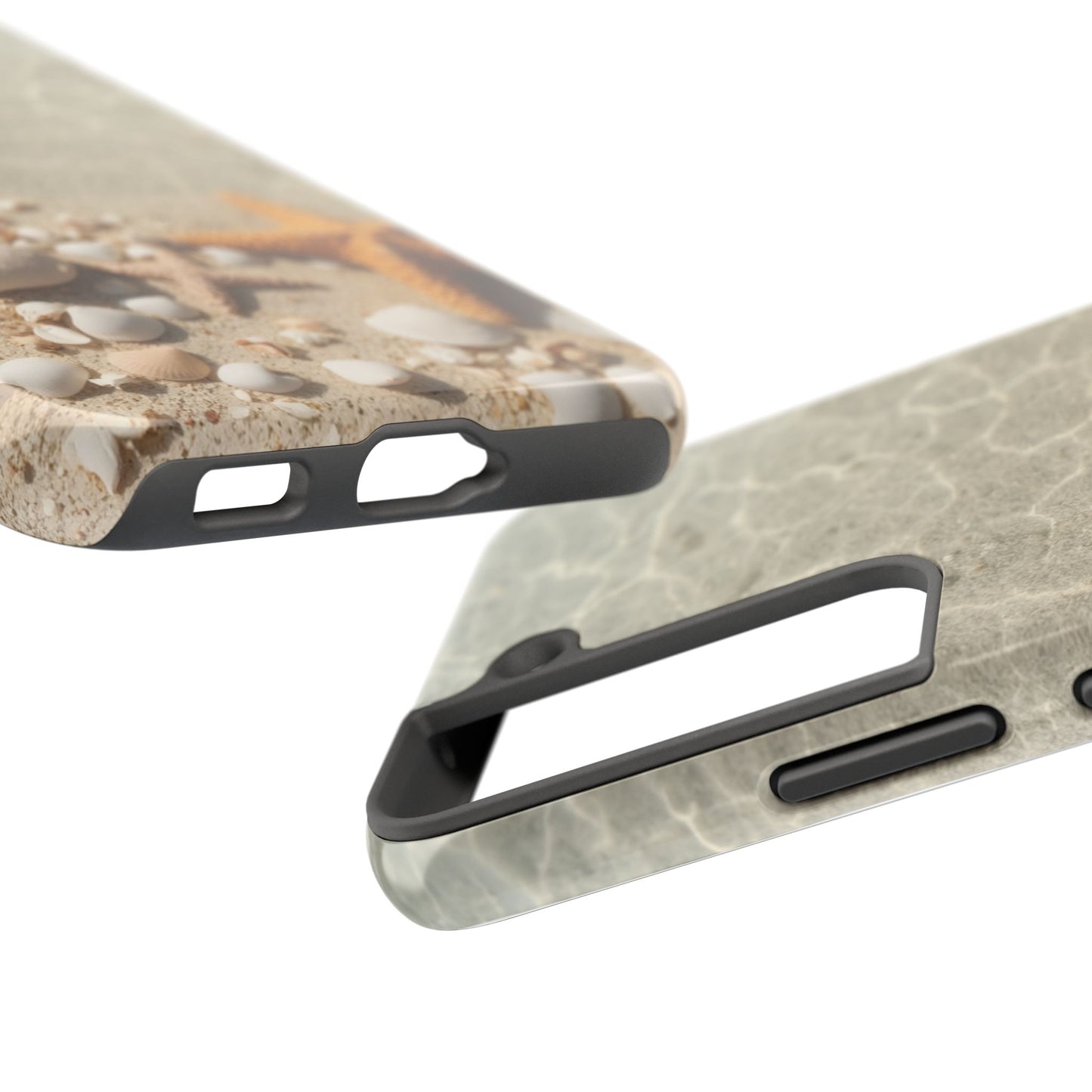 Beach-Inspired Tough Phone Case with Starfish and Seashell Design