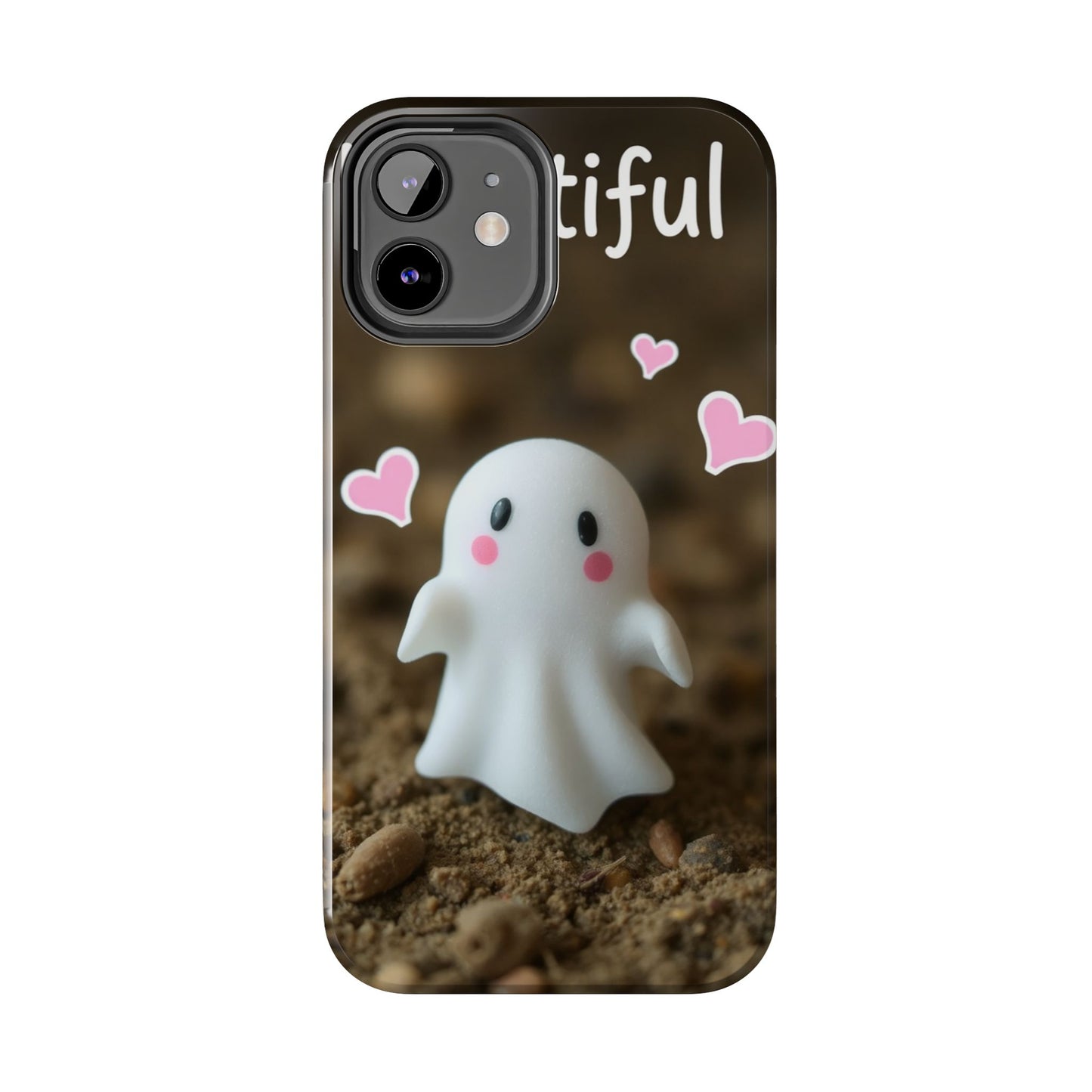 Cute Ghost Tough Phone Case - Beautiful Design with Heart Accents