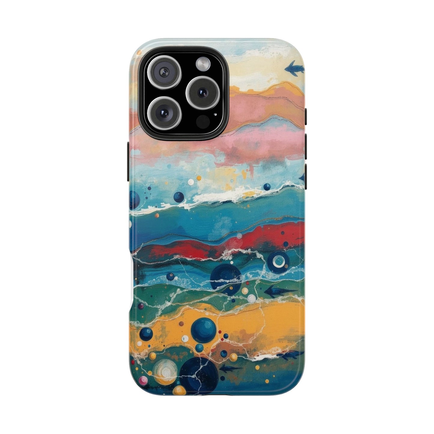Artistic Tough Phone Case - Vibrant Waves Design for Unique Style