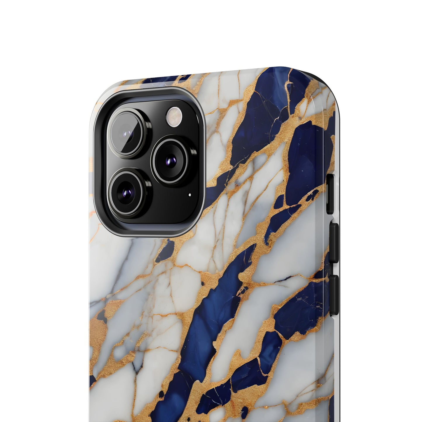 Stunning Marble Tough Phone Case - Elegant Blue & Gold Design Stylish Protection - for iPhone