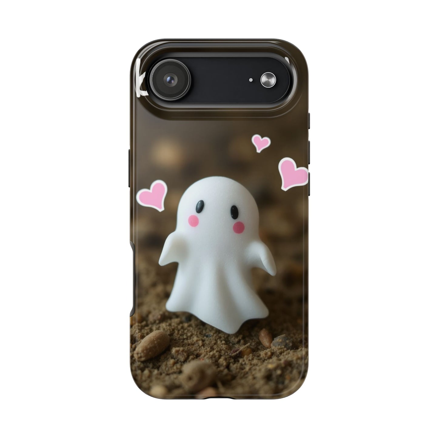 Cute Ghost Tough Phone Case - Beautiful Design with Heart Accents
