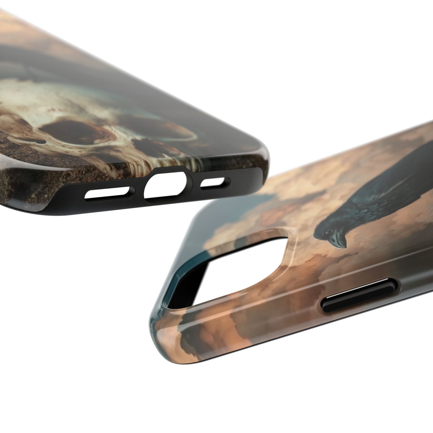 Gothic Raven Skull Tough Phone Case - Unique Protective Cover for Halloween Lovers