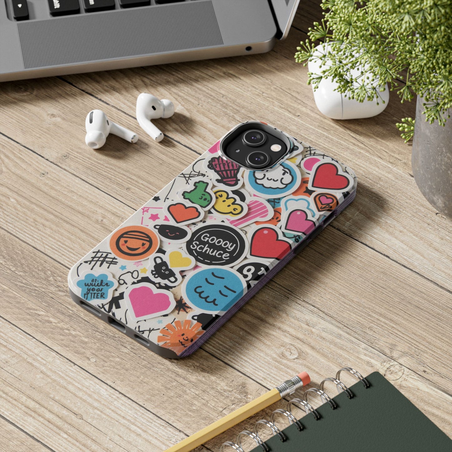 Colorful Stickers Phone Case - Fun & Trendy Tough Phone Cases