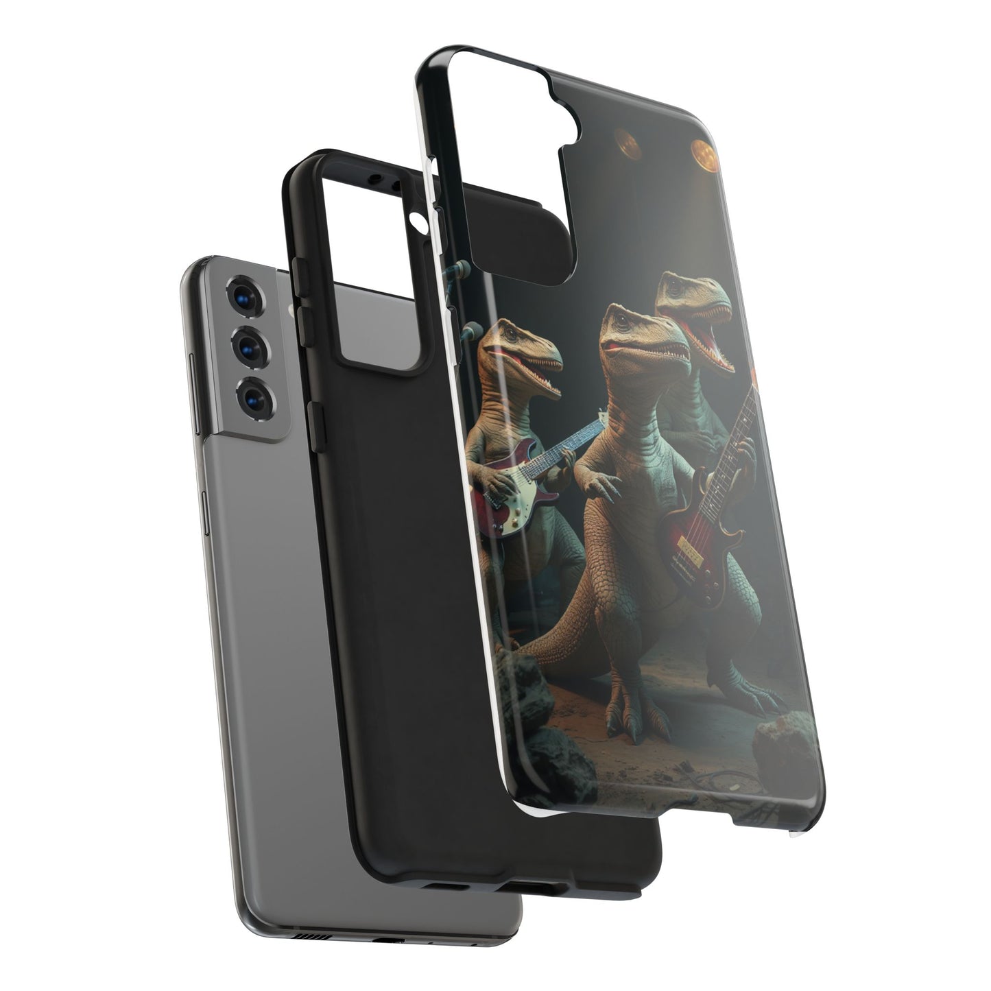 Rockin' Dinosaur Tough Phone Cases - Perfect for Music Lovers and Kids!