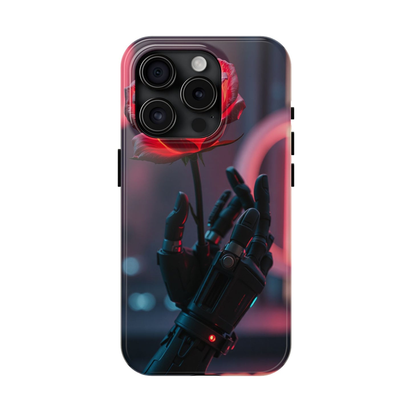 Futuristic Tough Phone Case with Robotic Rose Design | Durable Protection