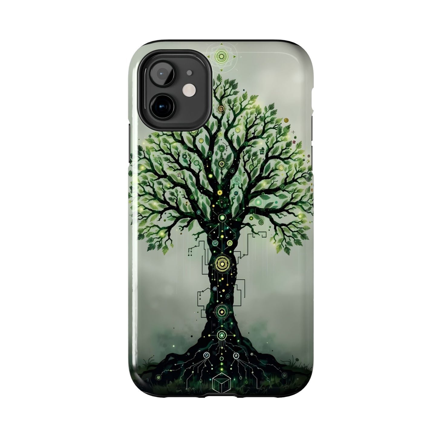 Nature-Inspired Tough Phone Case with Tech Tree Design - for iPhone