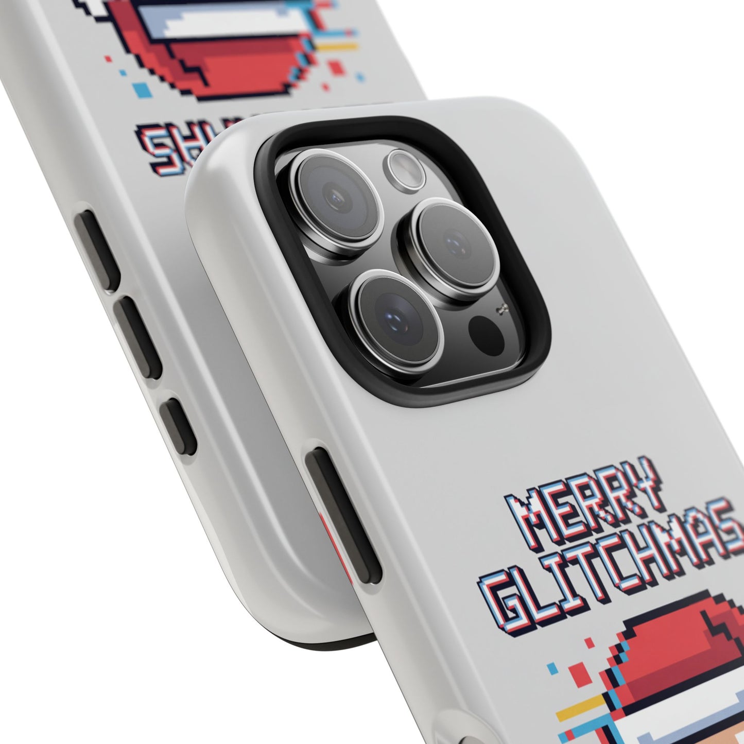 Merry Glitchmas Phone Case - Christmas Pixel Art Design for iPhone