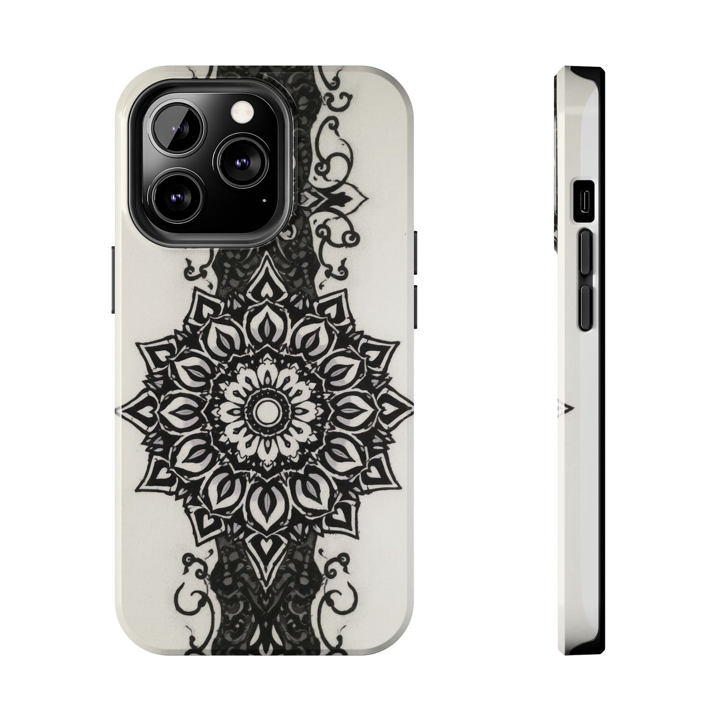Stylish Tough Phone Cases with Dark Mandala Design - Durable and Unique Protection - for iPhone