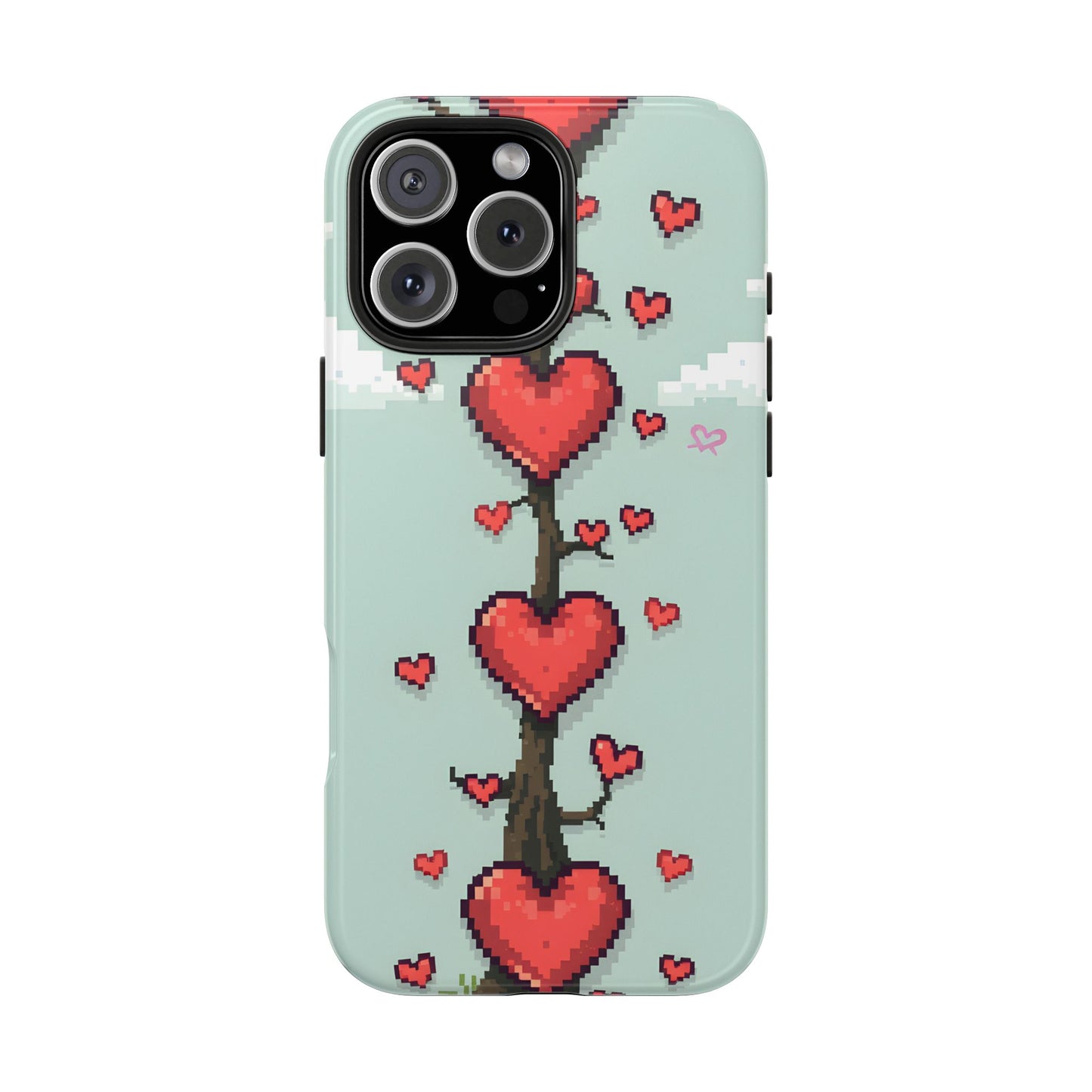 Pixelated Love Hearts Tree | Tough Phone Case - Cute Design - for iPhone