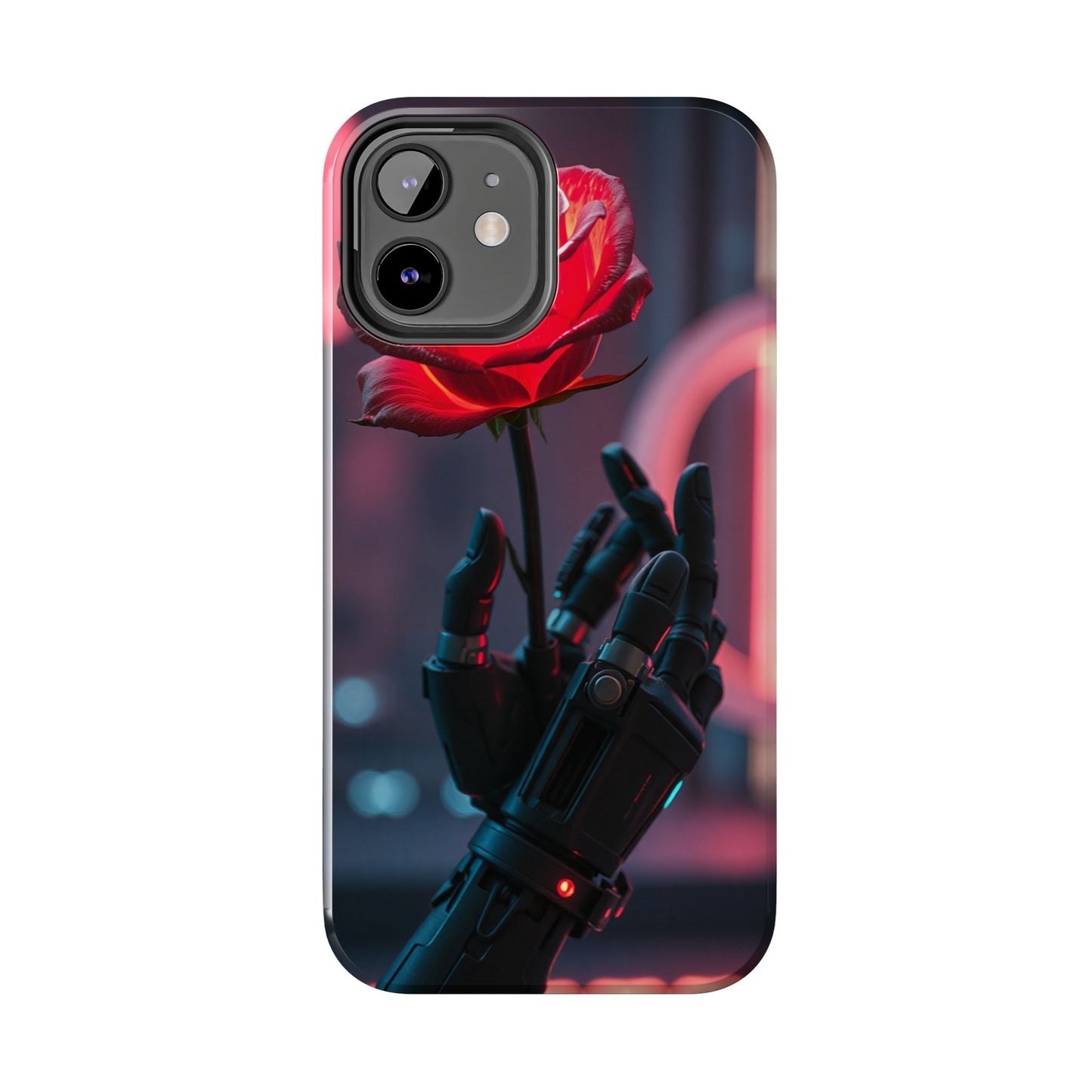 Futuristic Tough Phone Case with Robotic Rose Design | Durable Protection