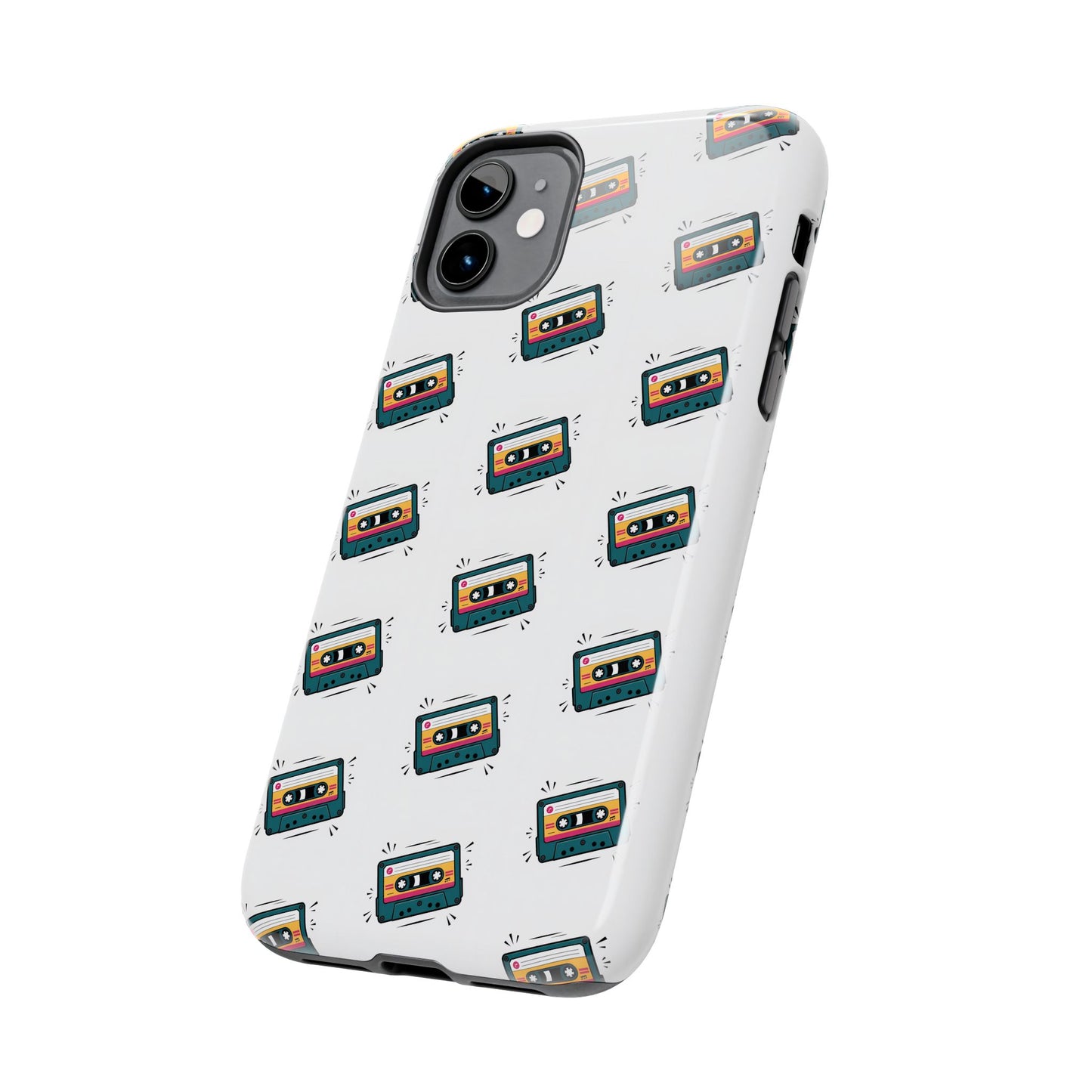 Retro Cassette Tape Phone Case Pattern - White