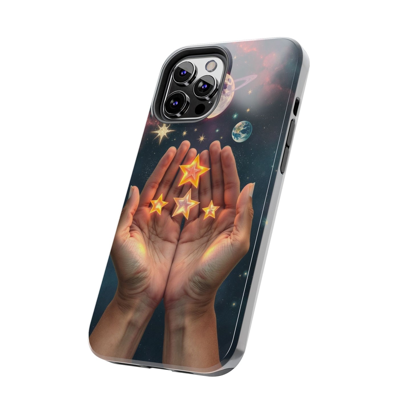 Galaxy Hands Tough Phone Case - Celestial Design for Star Lovers