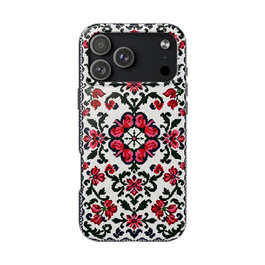 Traditional Knit Floral Design | Tough Phone Case - Durable Protection for iPhone