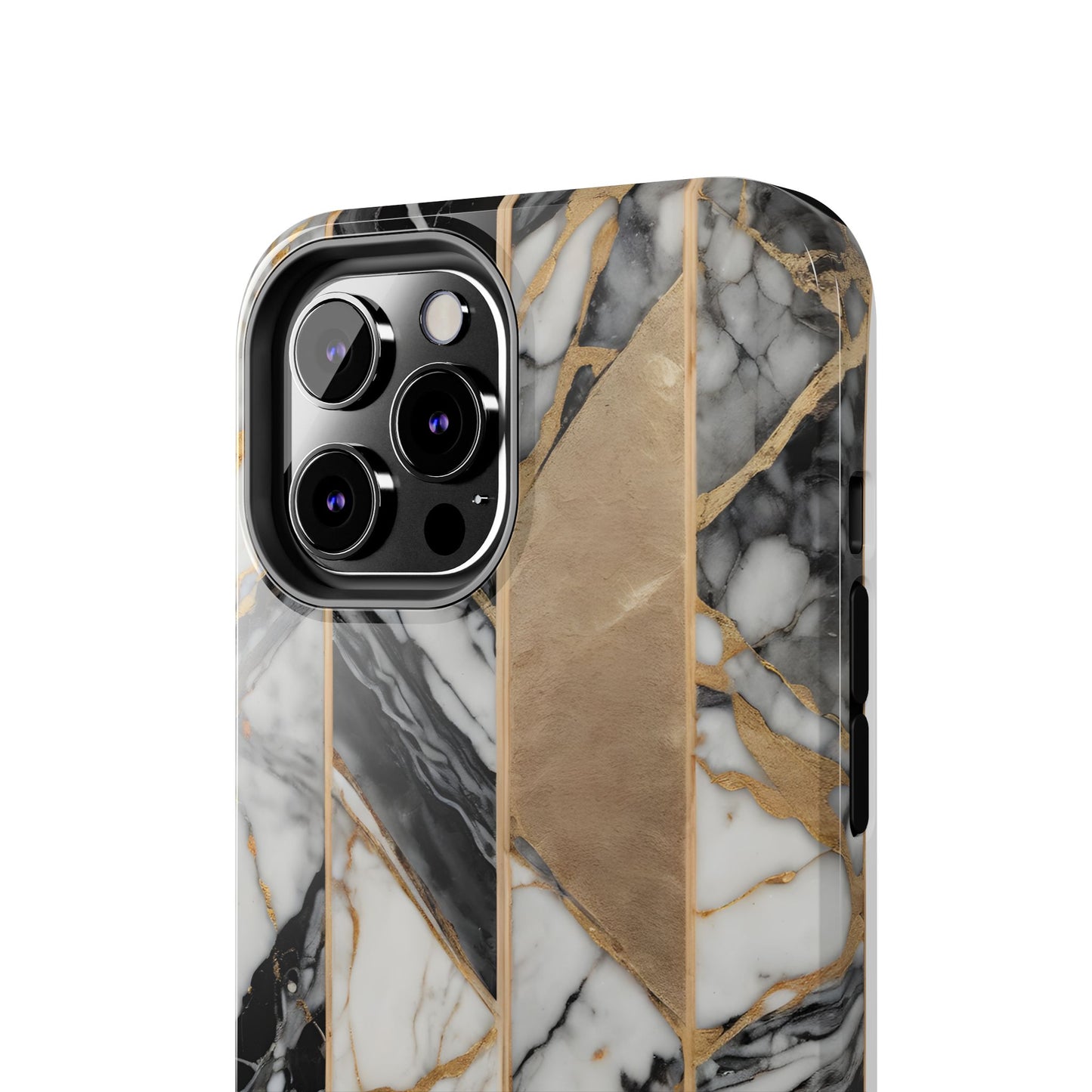 Marble Lines Tough Phone Case with Gold Accents - for iPhone
