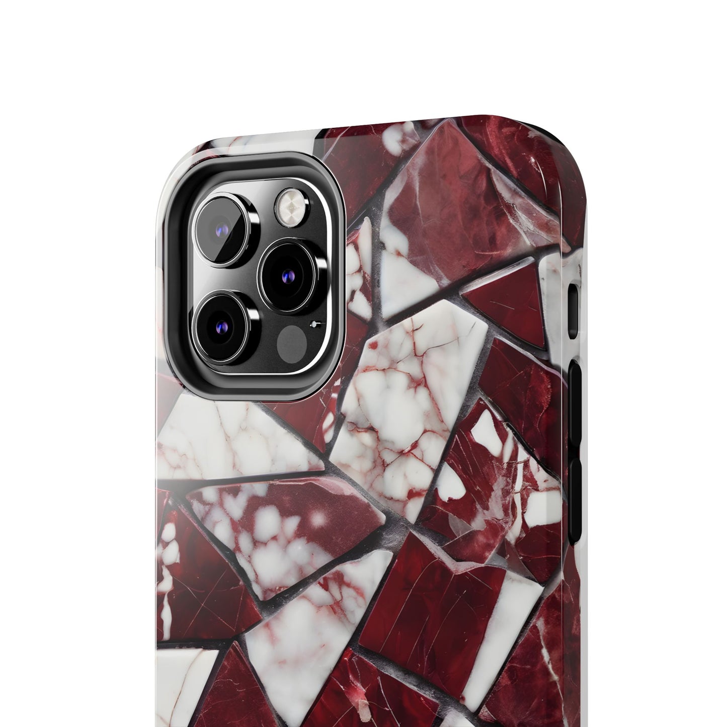 Shattered Dark Red Marble Pattern Tough Phone Case - Durable & Stylish Protection for iPhone