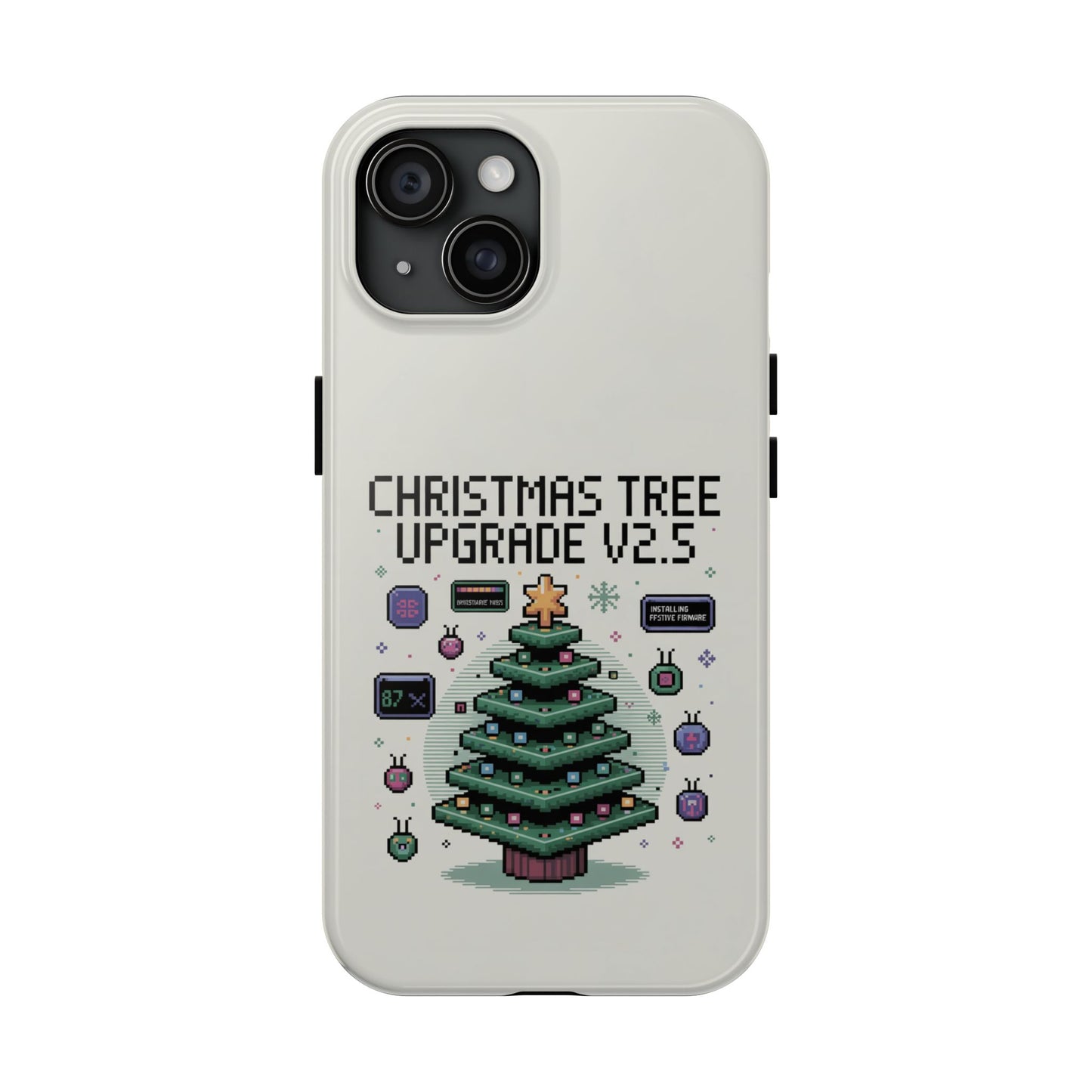 Christmas Tree Upgrade Tough iPhone Case - Pixel Art Design