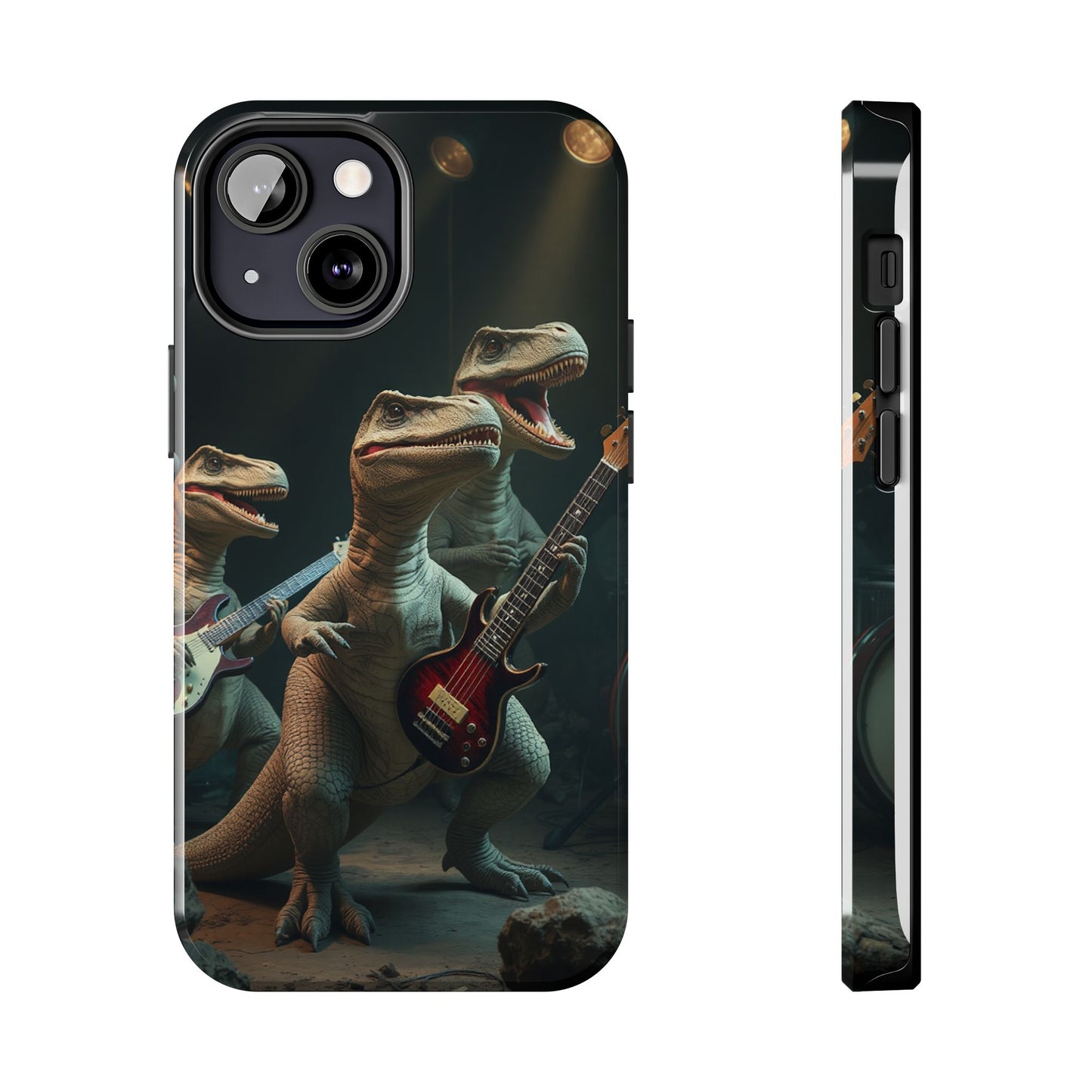 Rockin' Dinosaur Tough Phone Cases - Perfect for Music Lovers and Kids!