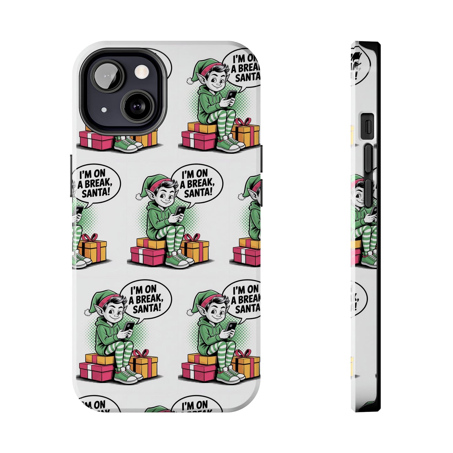 Christmas Elf Tough Phone Case - I'm on a Break, Santa Pattern!