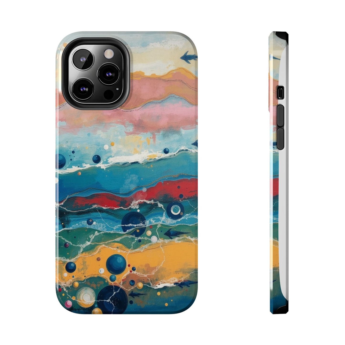 Artistic Tough Phone Case - Vibrant Waves Design for Unique Style