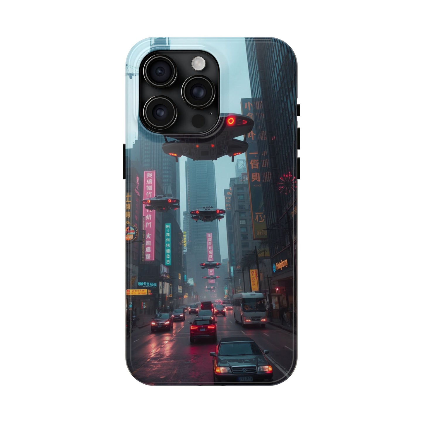 Futuristic City Tough Phone Case - Sci-Fi Design for Urban Explorers
