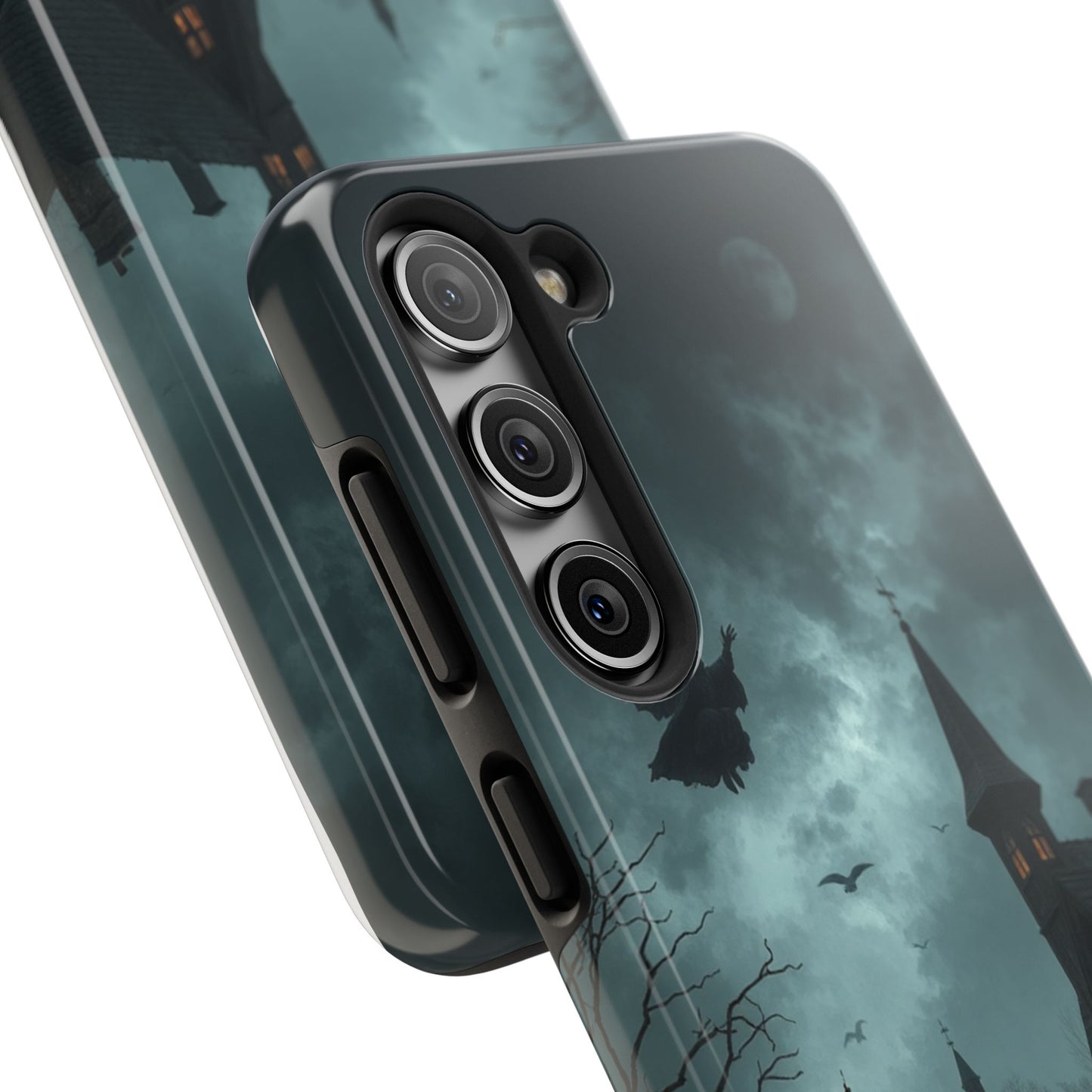 Halloween-Themed Tough Phone Case with Spooky House Design