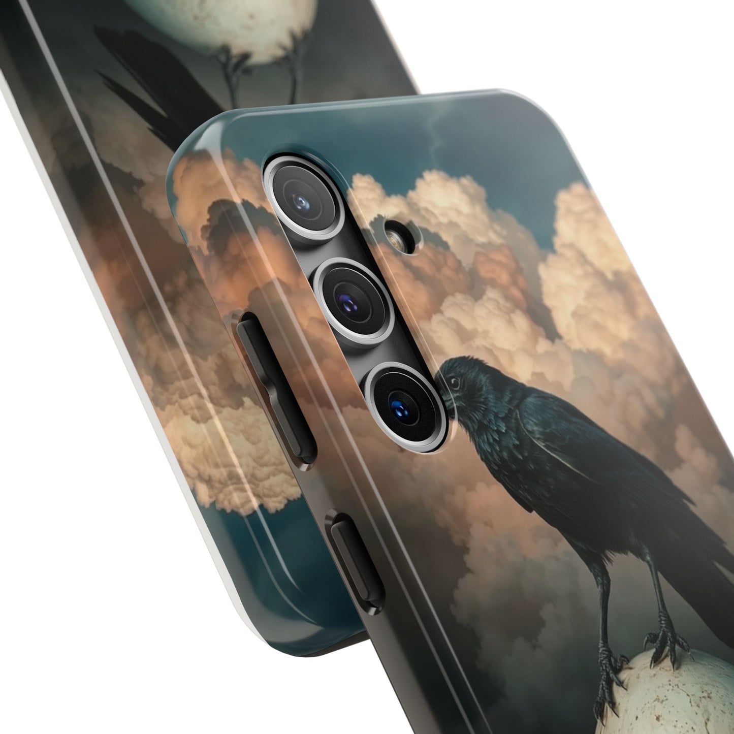 Gothic Raven Skull Tough Phone Case - Unique Protective Cover for Halloween Lovers