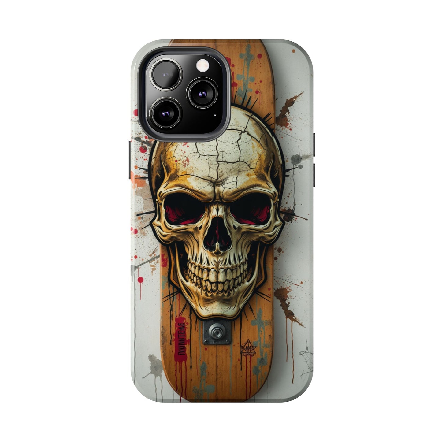 Edgy Skull Tough Phone Case - Durable Protection for Skateboard Enthusiasts
