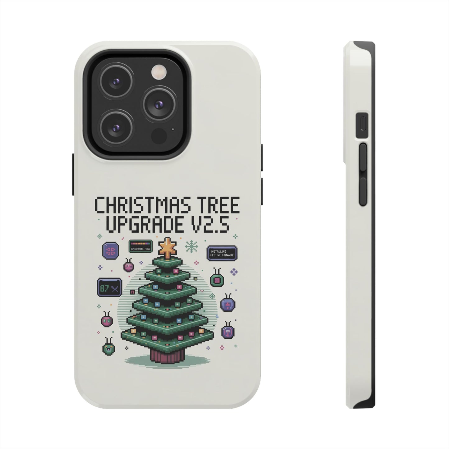 Christmas Tree Upgrade Tough iPhone Case - Pixel Art Design