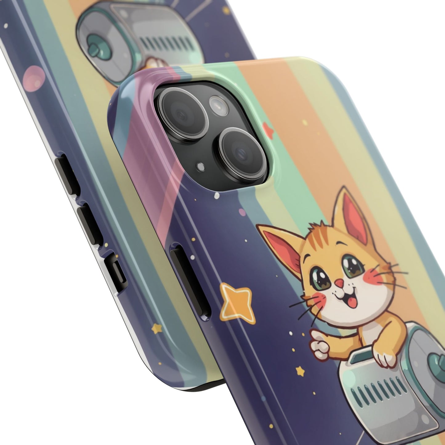 Cute Cat Rocket Phone Case - Vibrant and Playful Tough Case