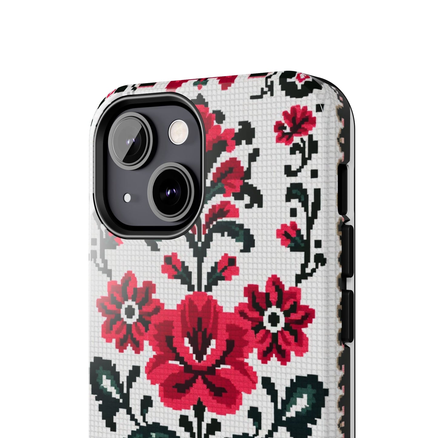 Traditional Floral Knit Tough Phone Cases - Durable Protection with Vintage Style - for iPhone