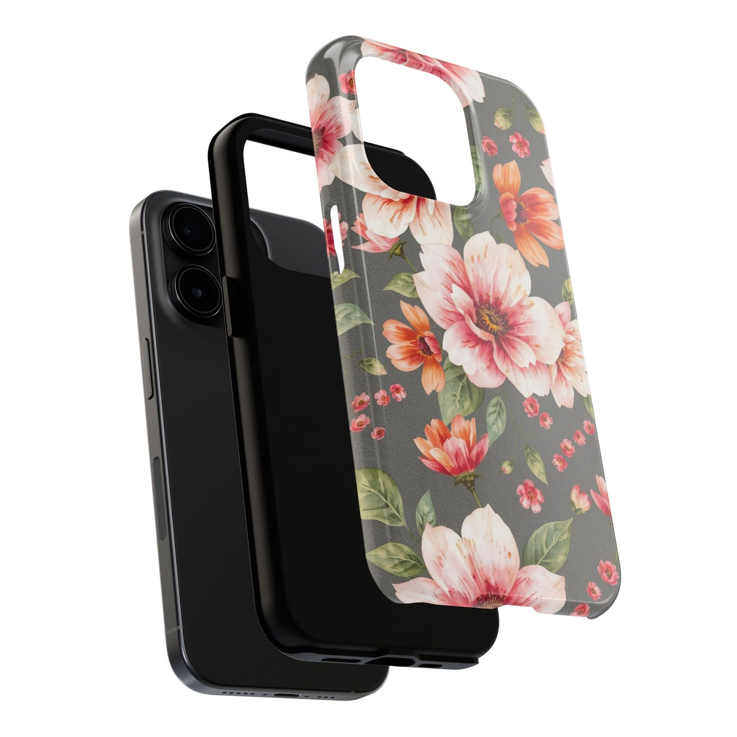 Floral Pink Tough Phone Case - Stylish & Durable Floral Design - for iPhone