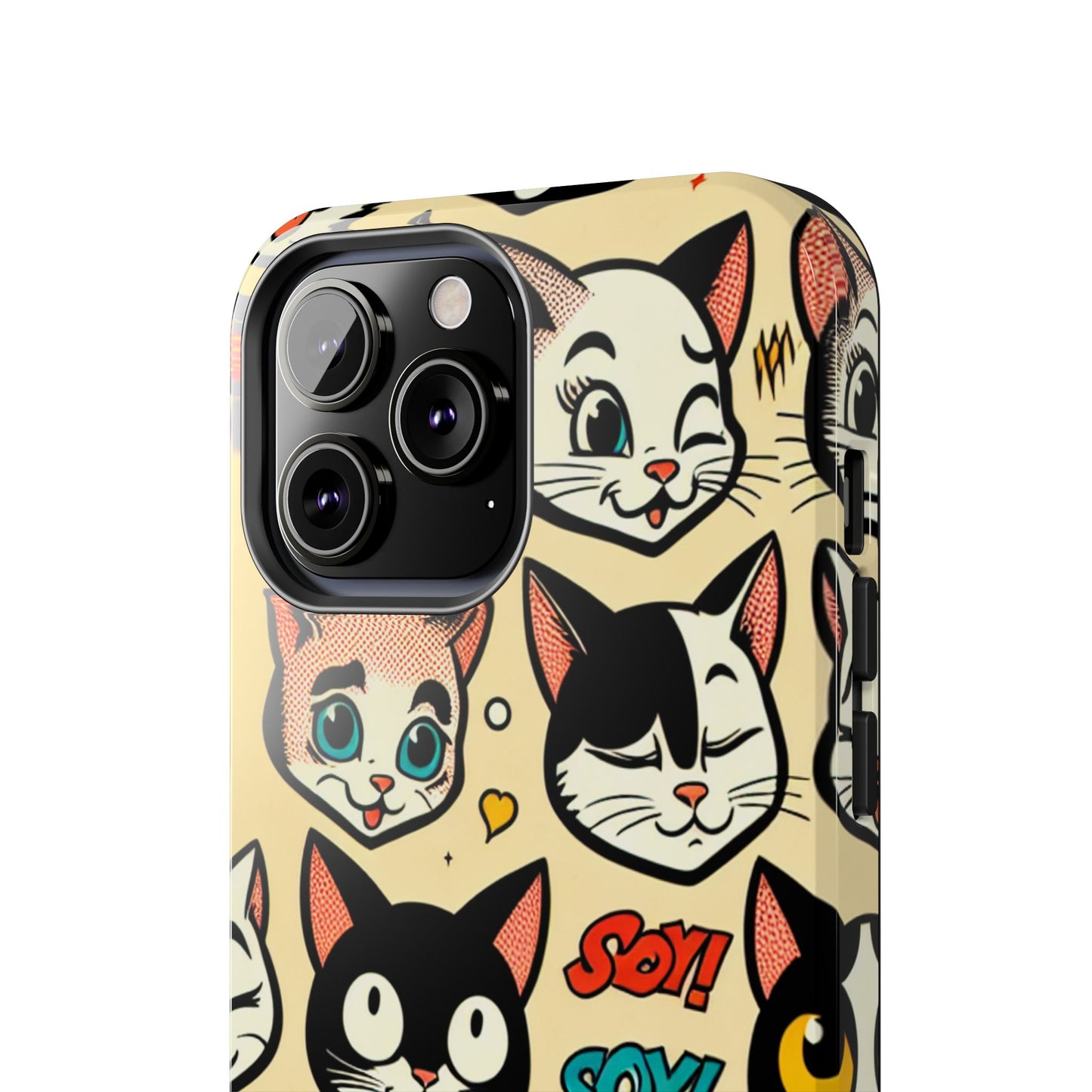 Playful Cat-Themed Tough Phone Case - Pet Pattern - for iPhone
