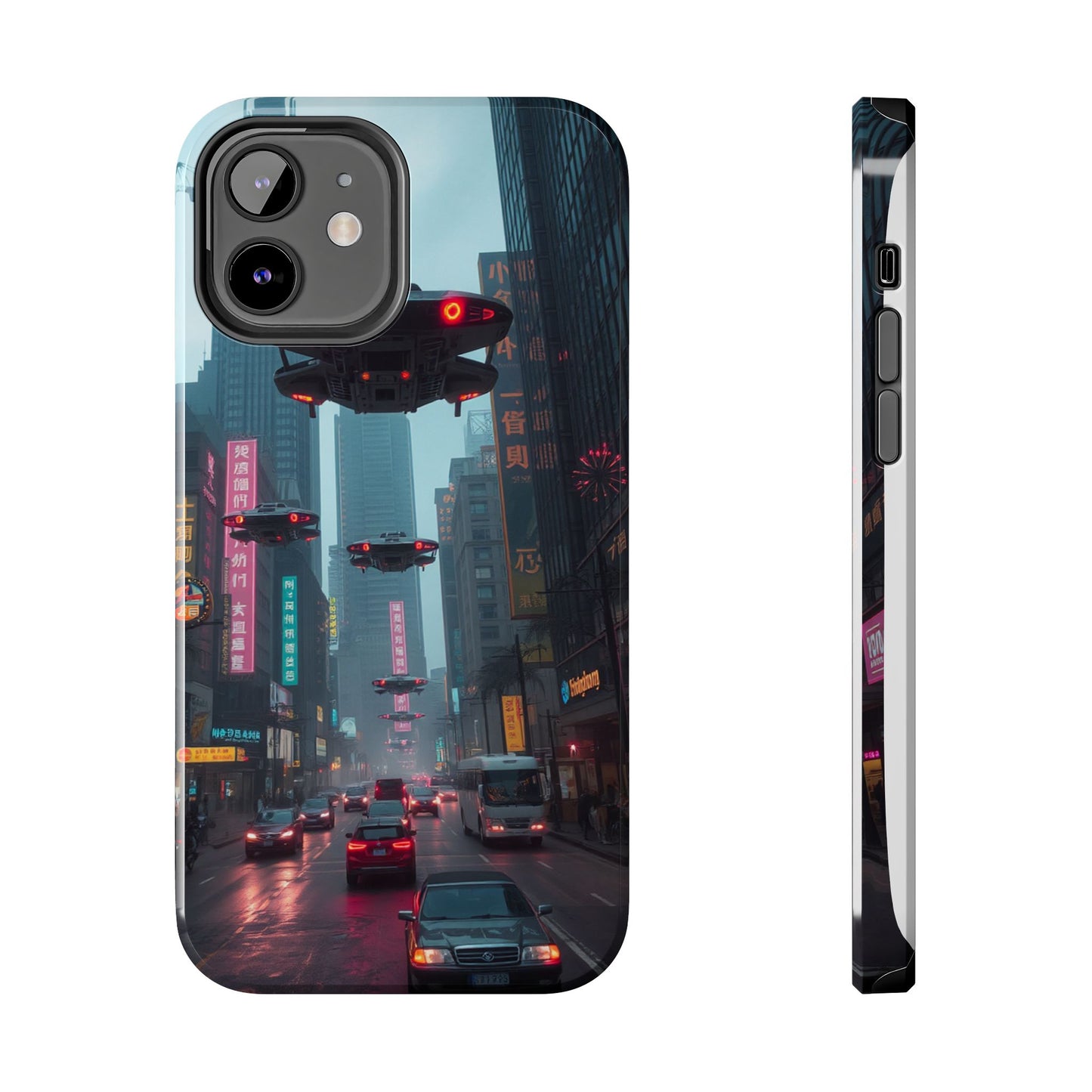 Futuristic City Tough Phone Case - Sci-Fi Design for Urban Explorers
