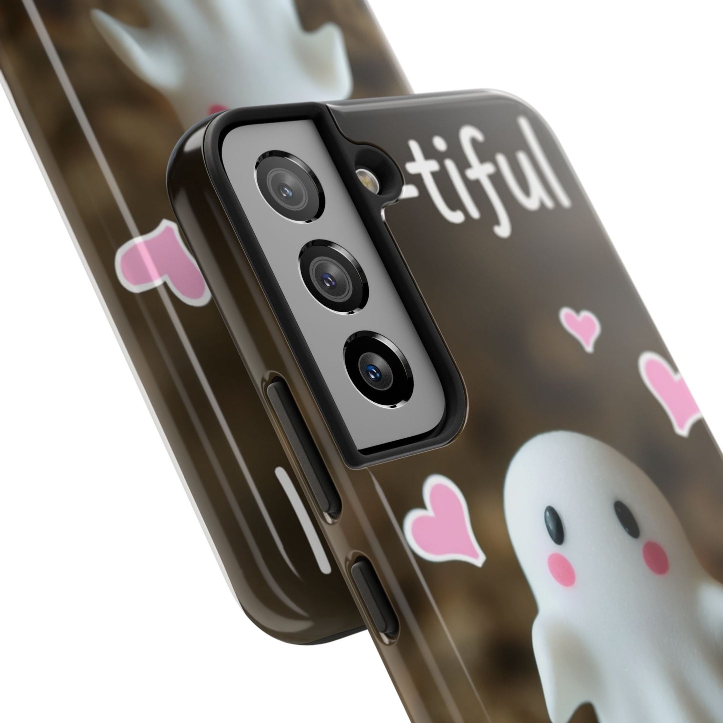 Cute Ghost Tough Phone Case - Beautiful Design with Heart Accents