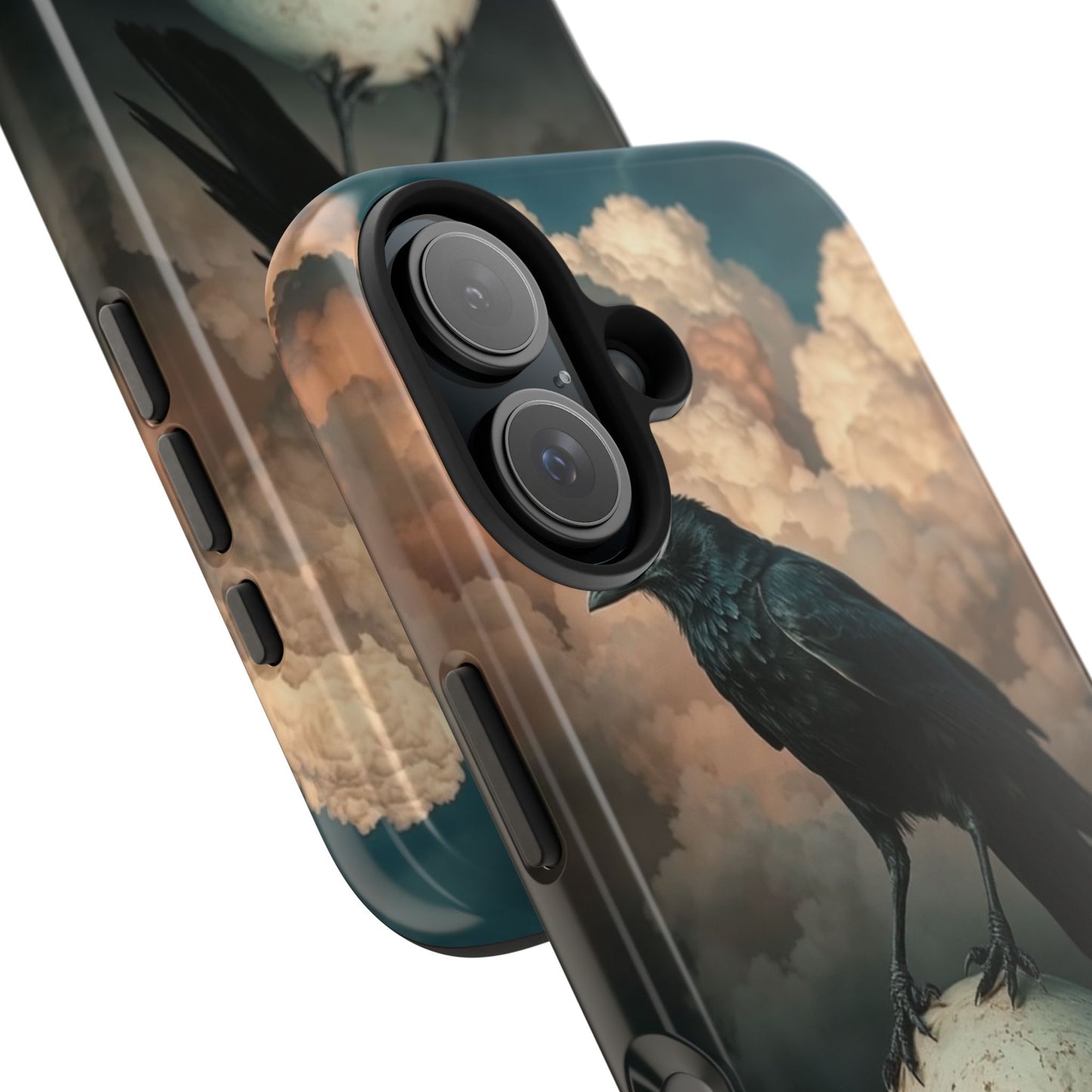 Gothic Raven Skull Tough Phone Case - Unique Protective Cover for Halloween Lovers