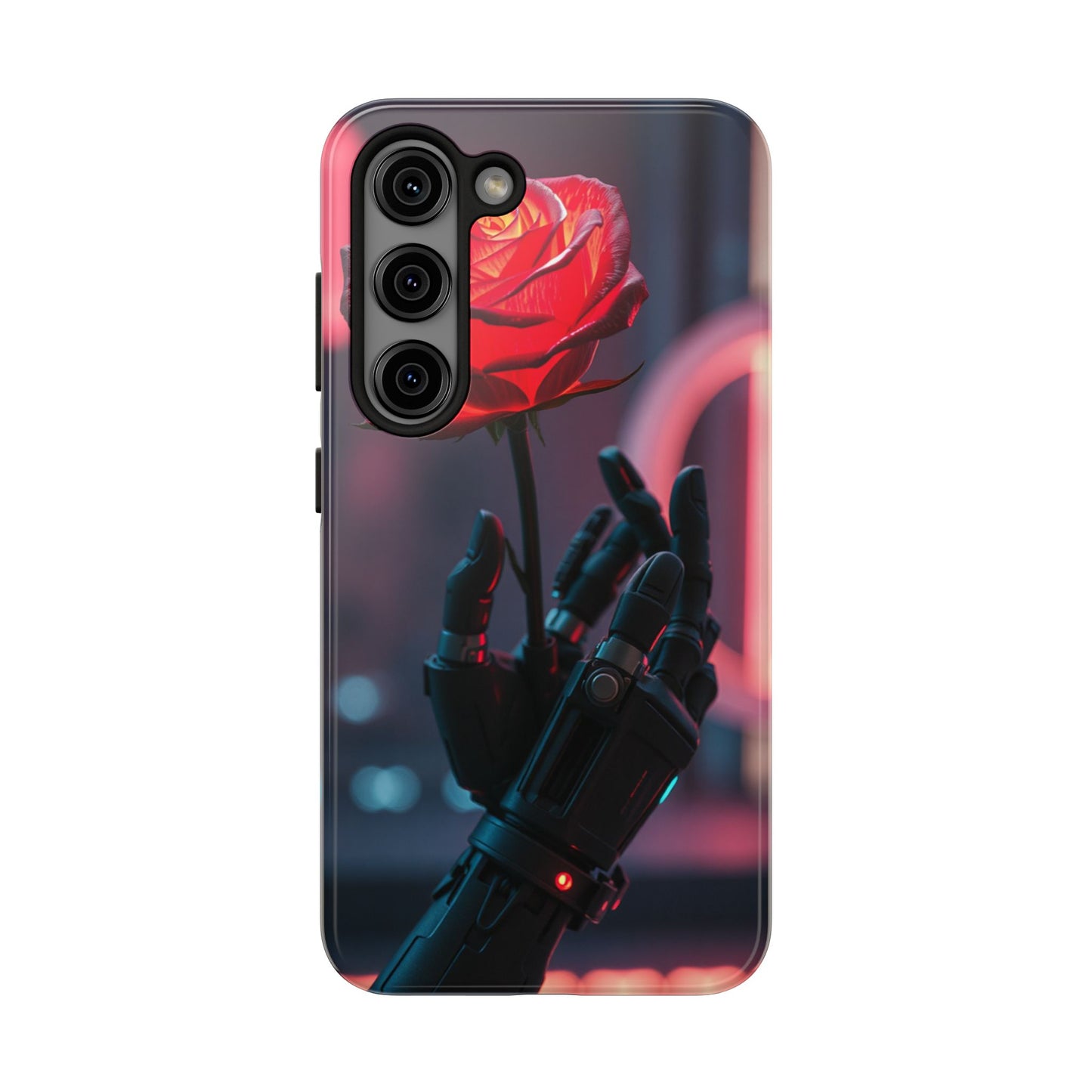Futuristic Tough Phone Case with Robotic Rose Design | Durable Protection