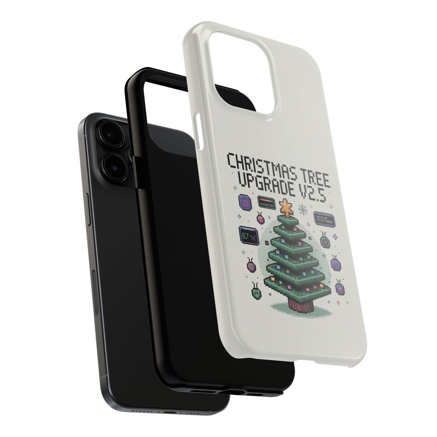 Christmas Tree Upgrade Tough iPhone Case - Pixel Art Design