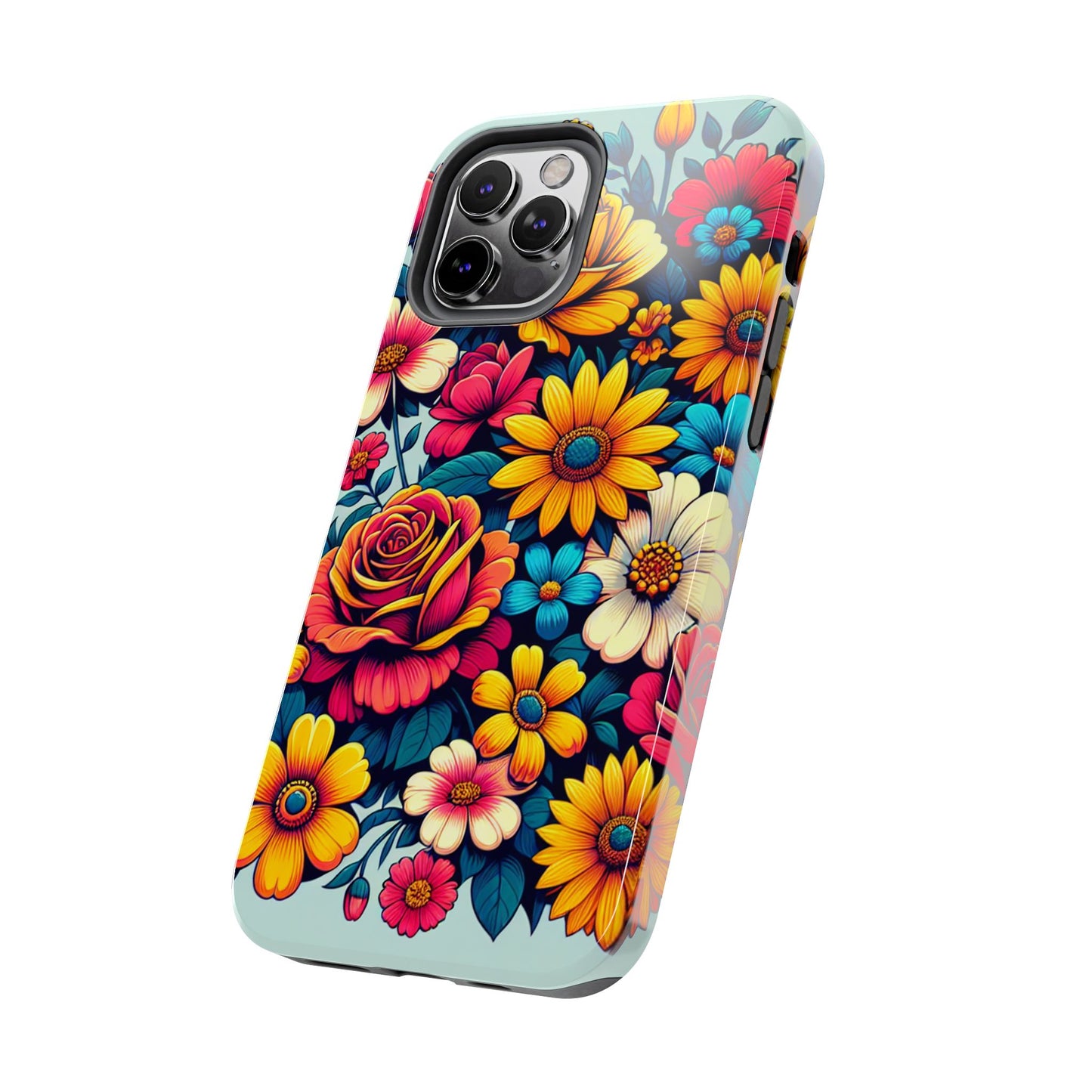 Vibrant Floral Tough Phone Case - Colorful Flower Design - for iPhone
