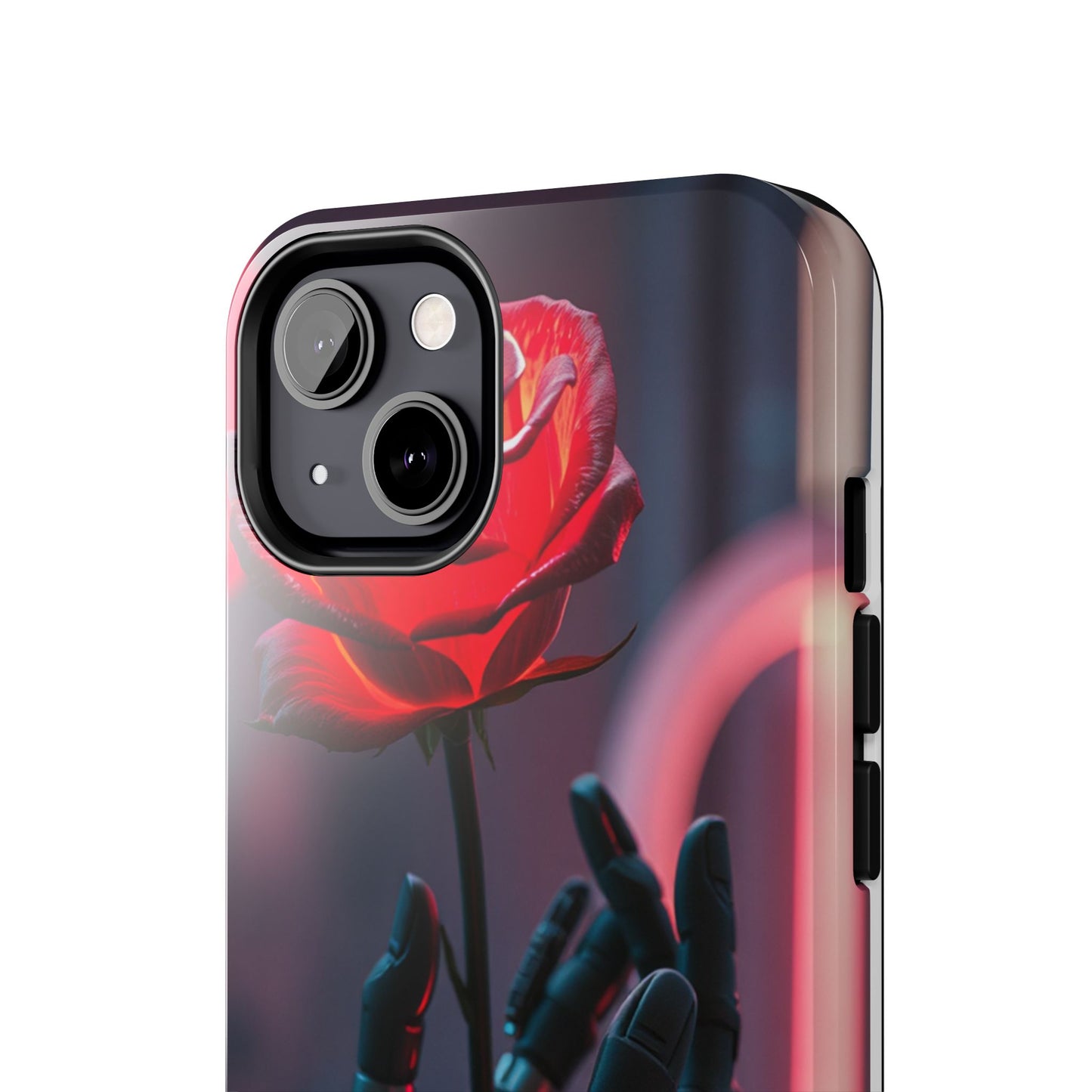 Futuristic Tough Phone Case with Robotic Rose Design | Durable Protection