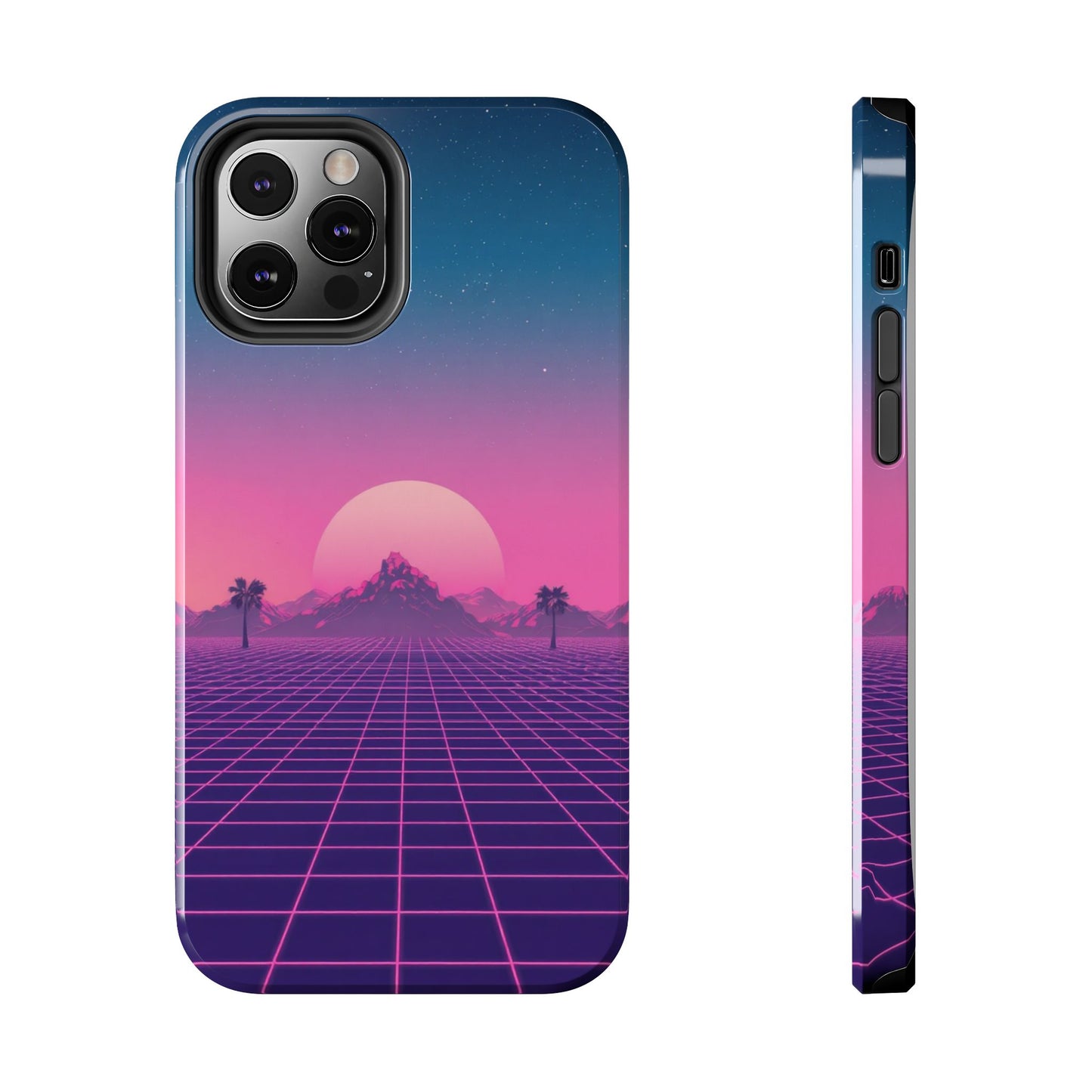Retro Aesthetic Tough Phone Case - Vibrant Sunset Design